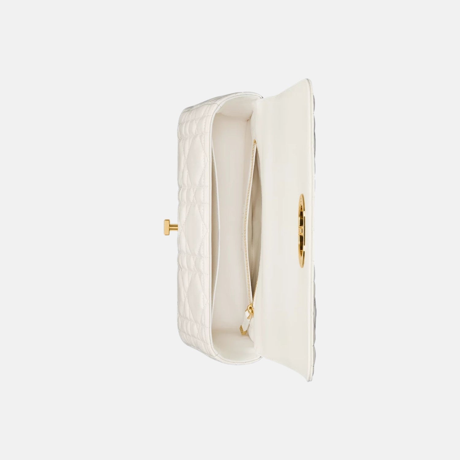 Dior Medium Soft Caro Bag In Macrocannage Lambskin, Latte, Inside