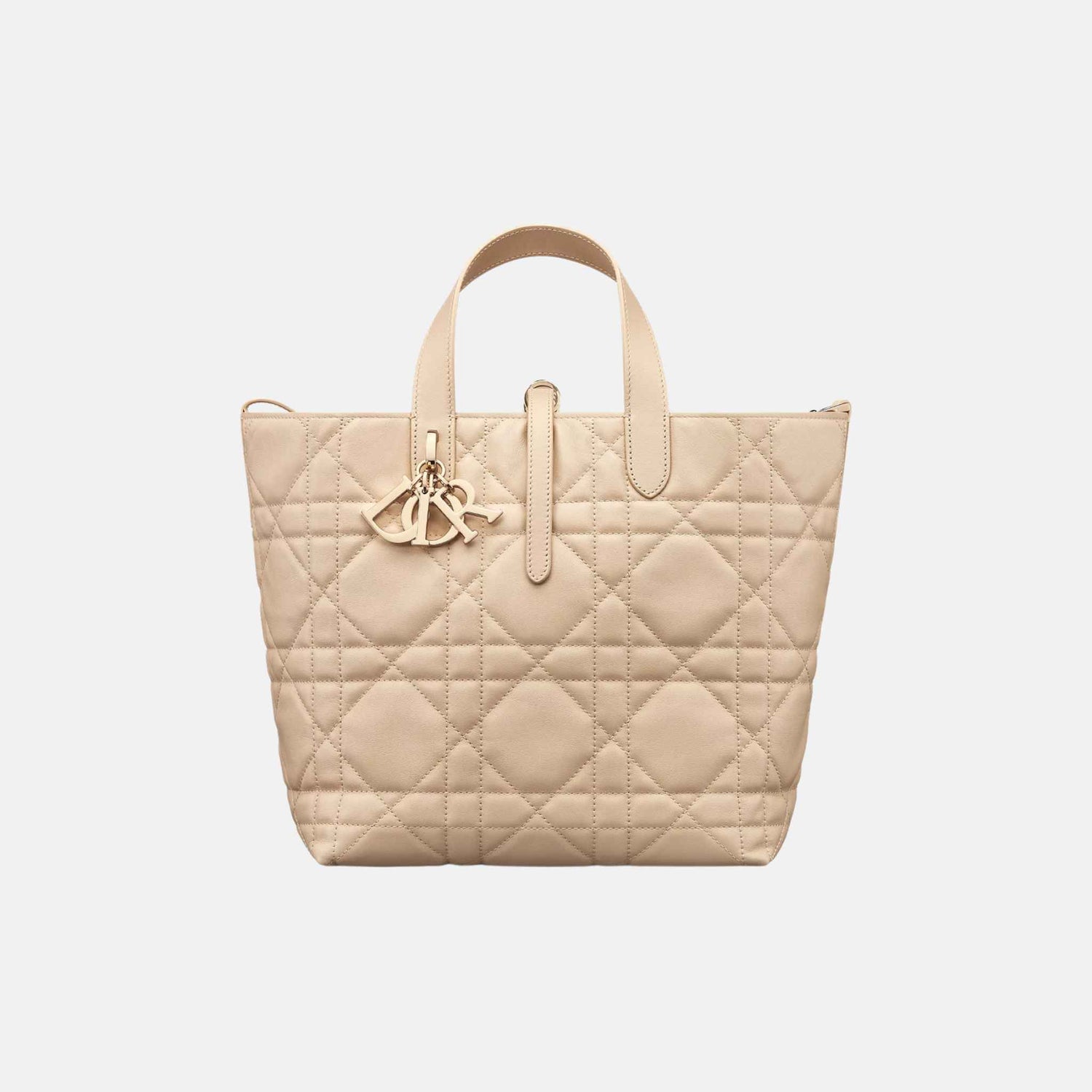 Dior Medium Toujours Vertical Tote Bag, Powder Beige, Front