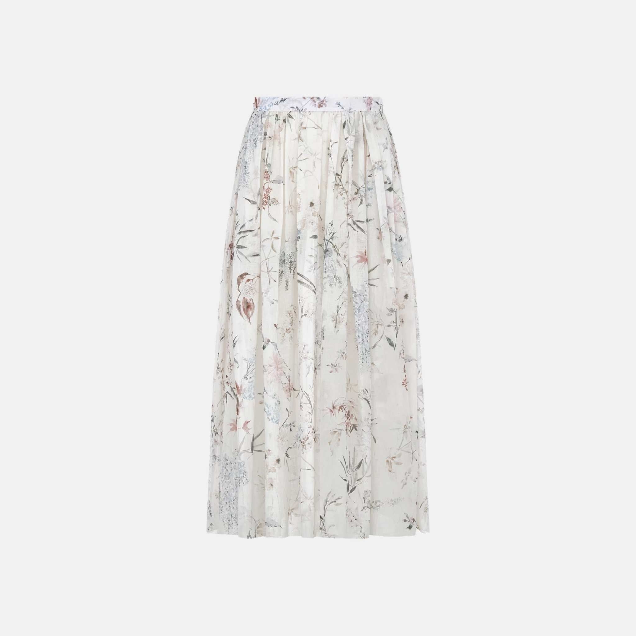 Dior Mid Length Flared Skirt In Cotton Muslin, Front