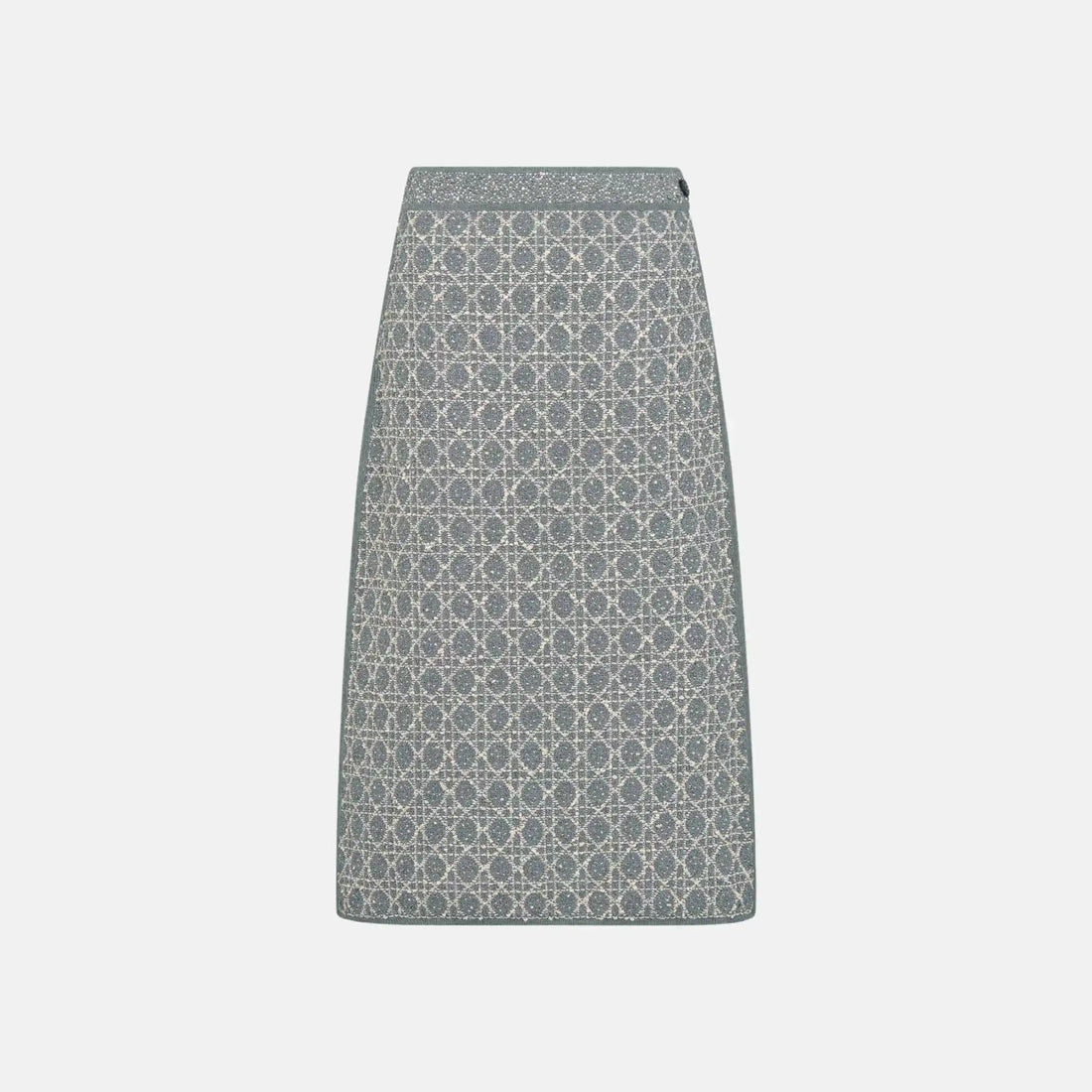 Dior Mid Length Macrocannage Skirt In Cotton Blend Tweed, Front