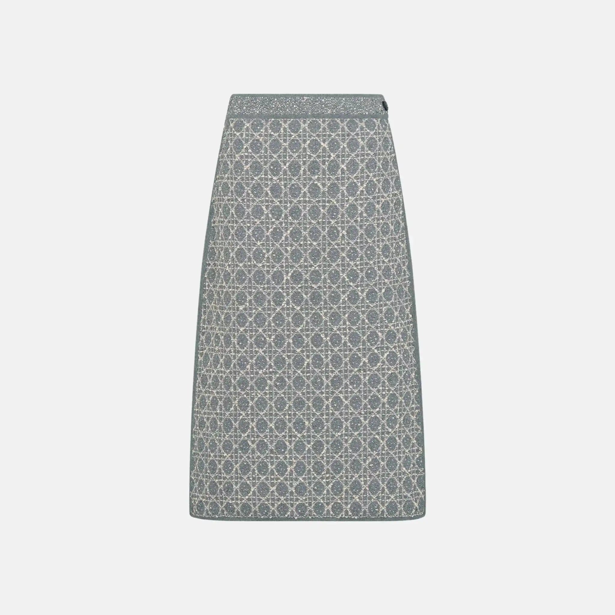Dior Mid Length Macrocannage Skirt In Cotton Blend Tweed, Front