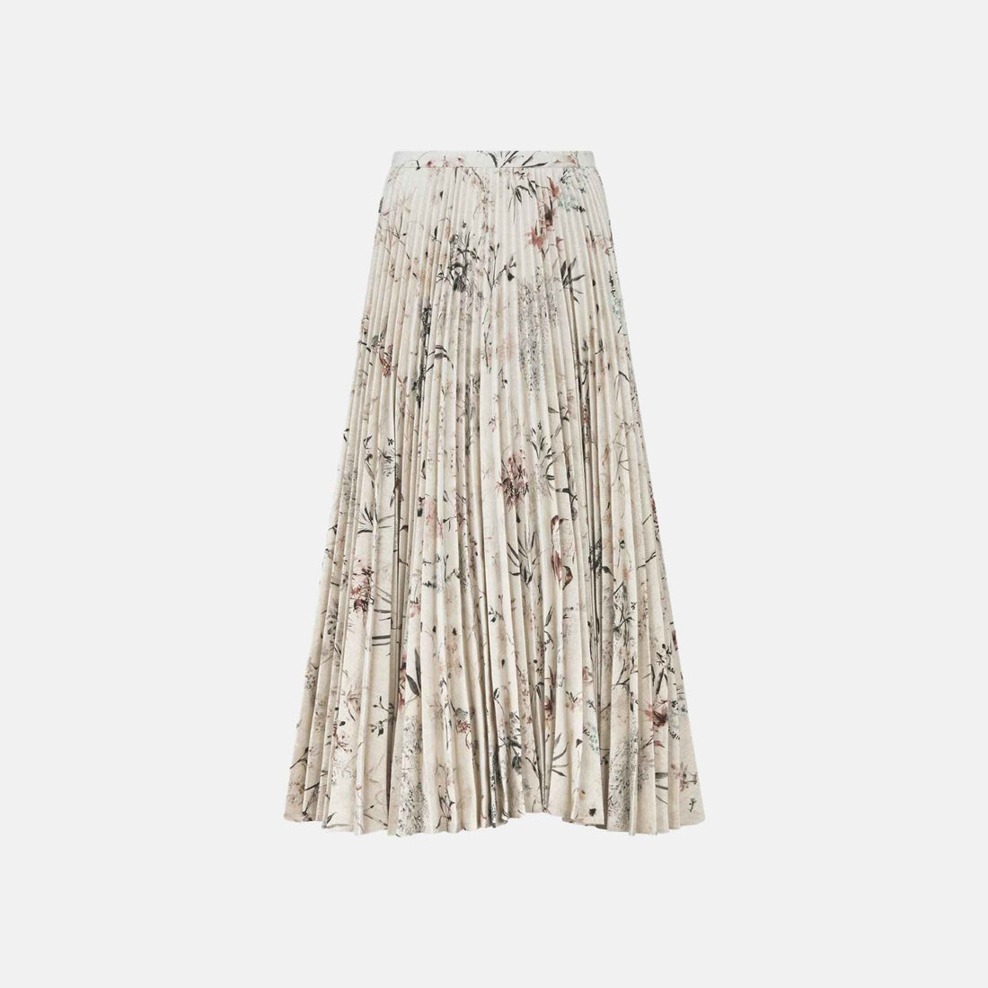 Dior Mid Length Pleated Skirt In Cotton Linen Denim, Front
