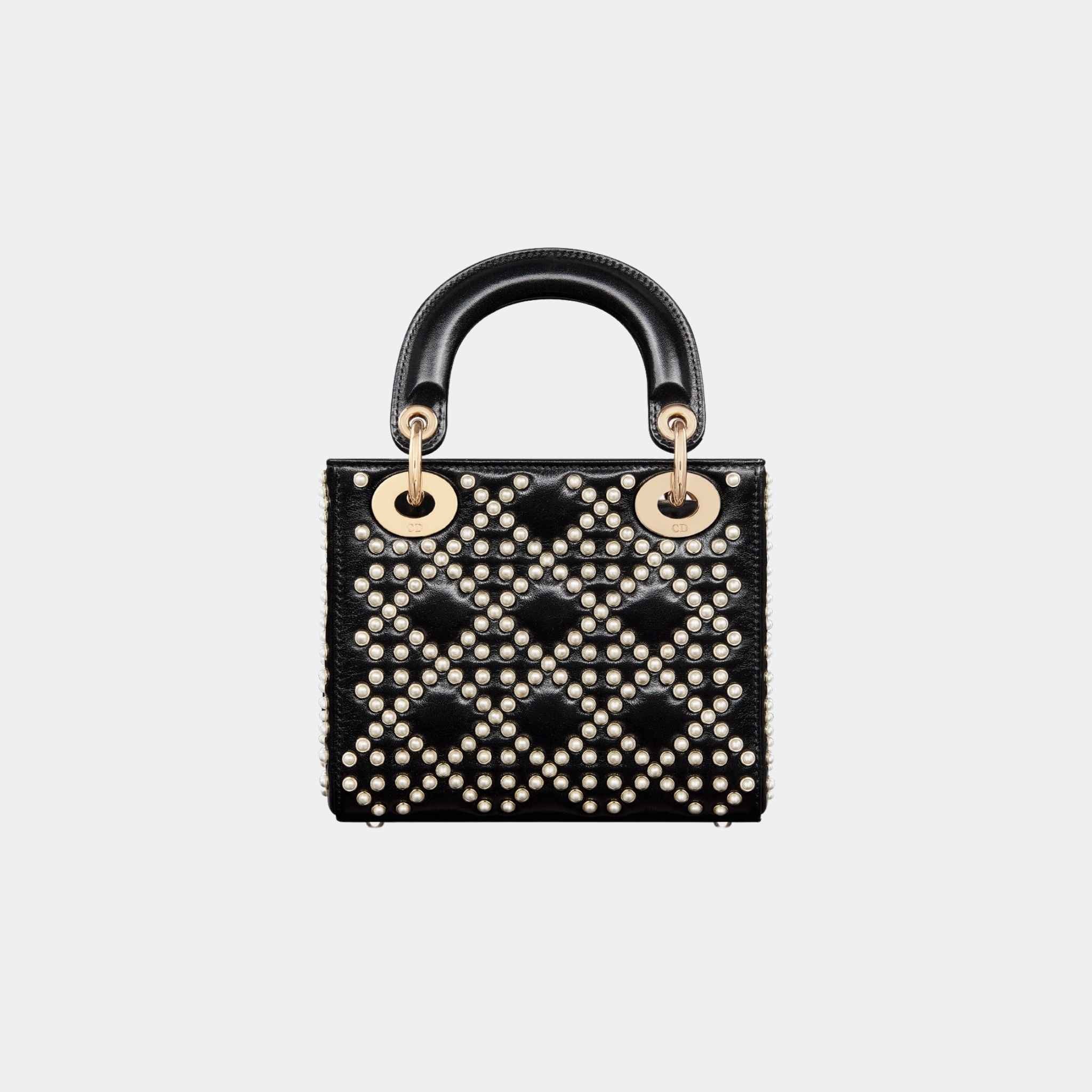 Mini Lady Dior Bag Black Crinkle Effect , Back