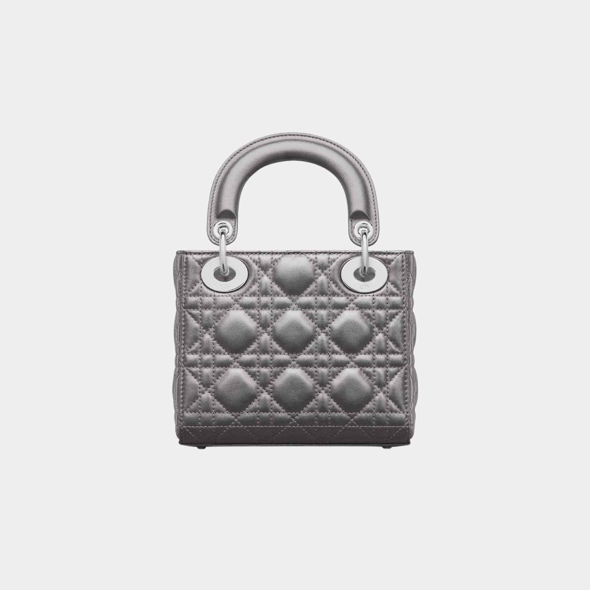 Dior Mini Lady Dior Bag in Metallic Silver Tone, Back