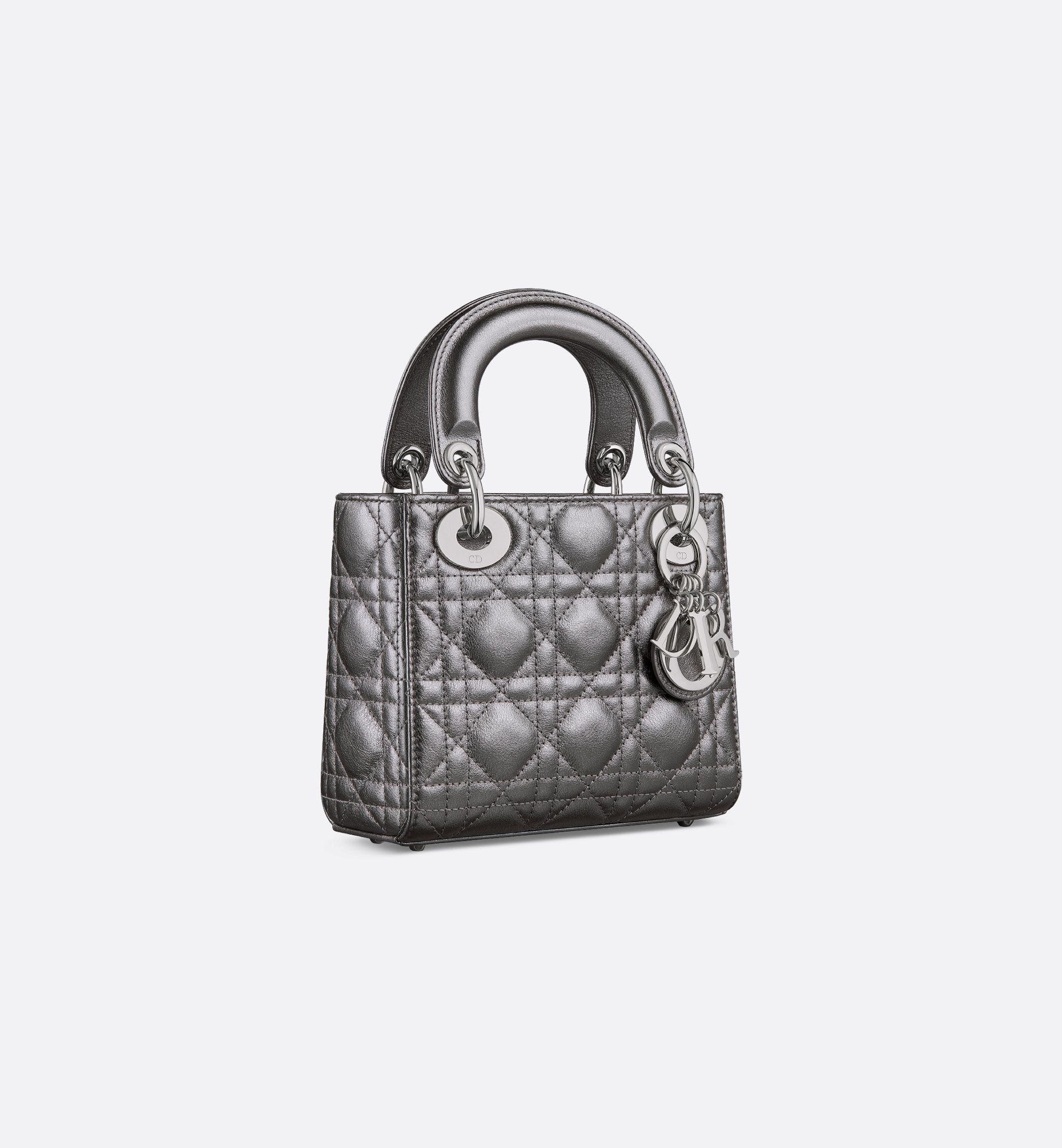 Dior Mini Lady Dior Bag in Metallic Silver Tone, Side view