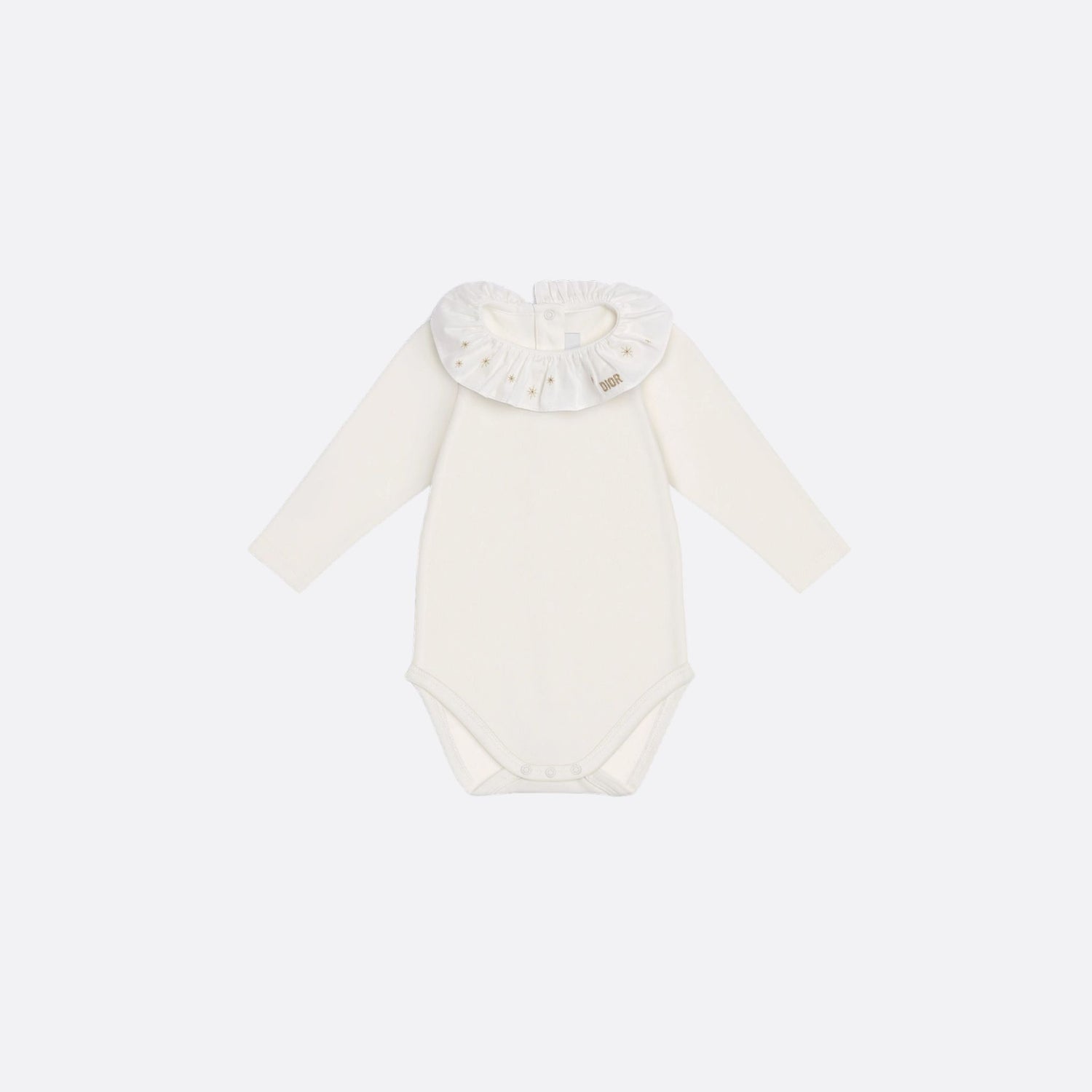 Dior Newborn Gift Set Ivory Jersey and Cotton Poplin with Gold-Tone Star Motif, Bodysuit