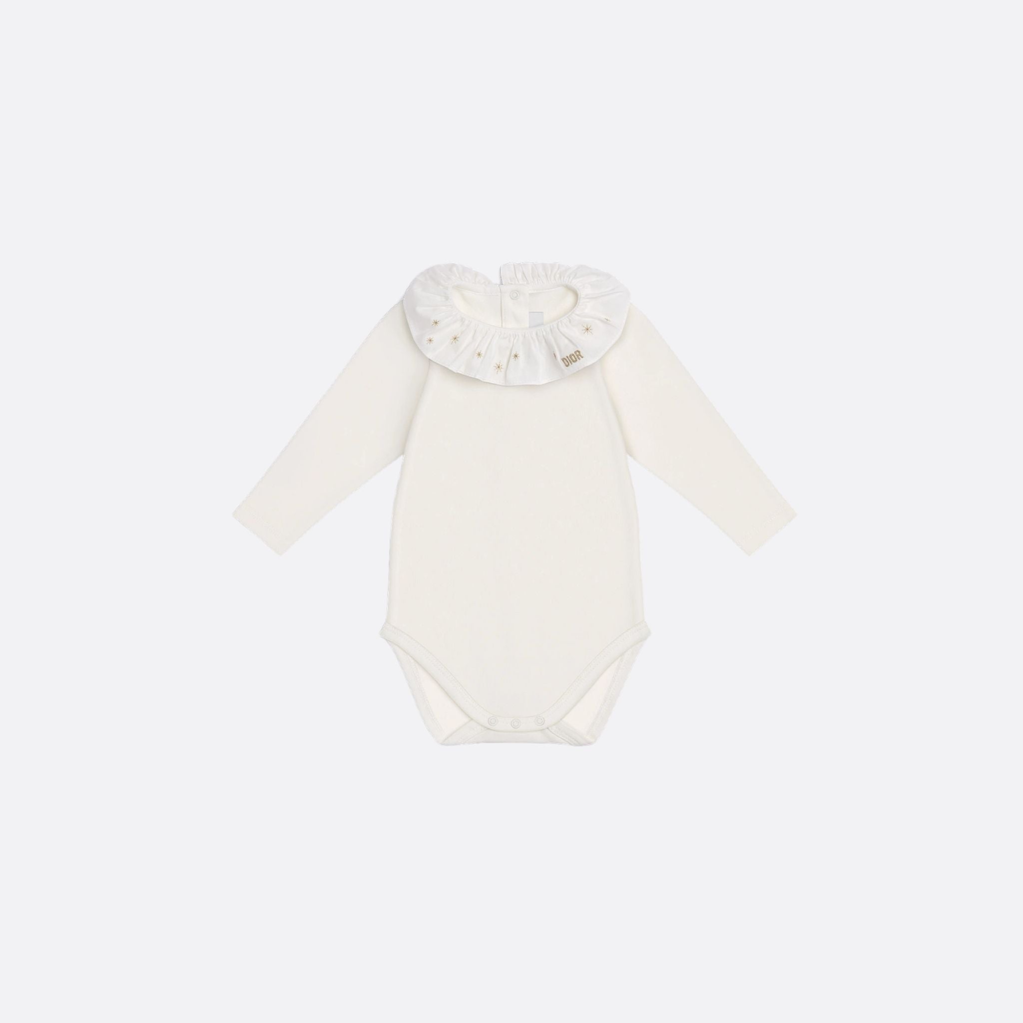 Dior Newborn Gift Set Ivory Jersey and Cotton Poplin with Gold-Tone Star Motif, Bodysuit