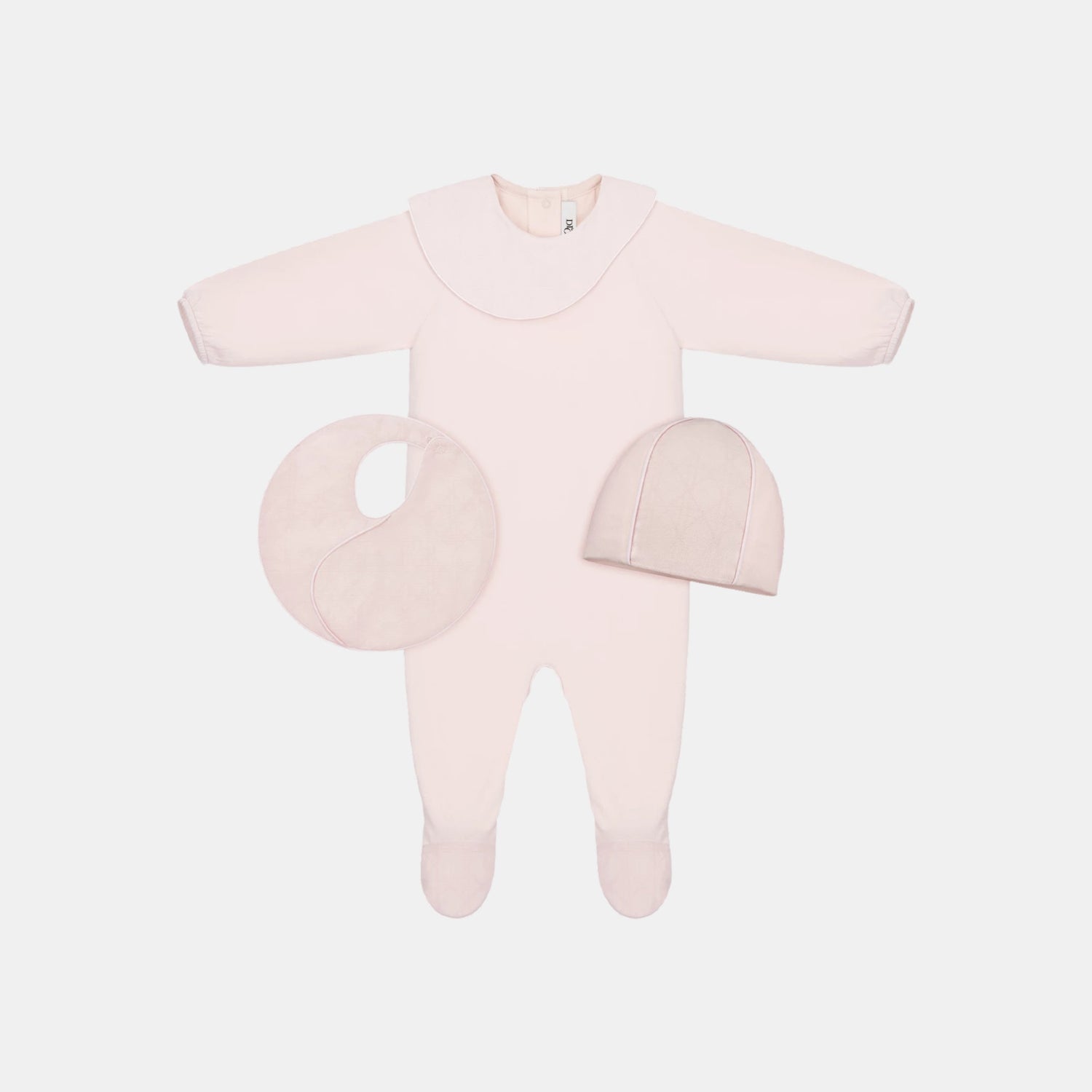 Dior Newborn Gift Set Pale Pink Cannage Jersey And Cotton Voile, Front