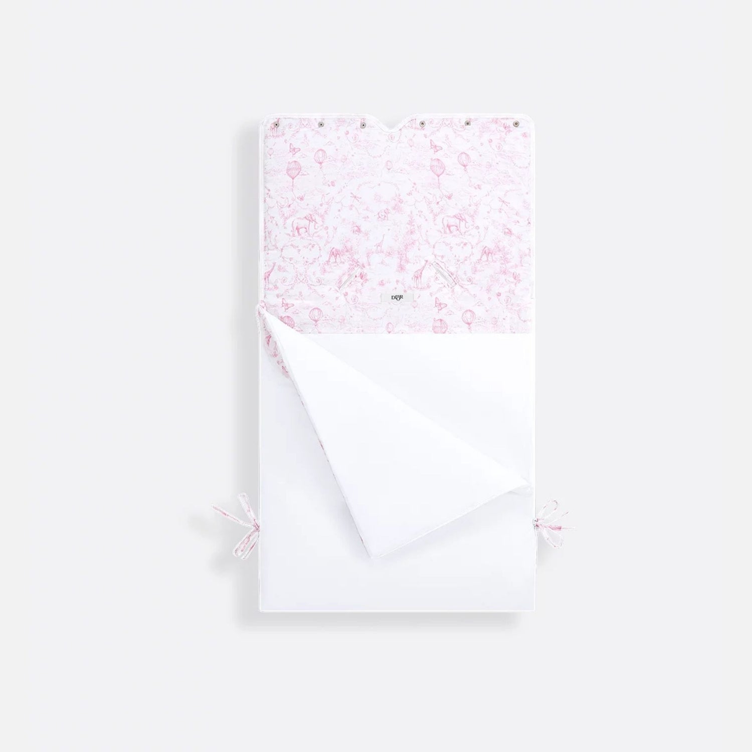 Dior Newborn Sleeping Bag White Cotton Voile, Pale Pink, Open