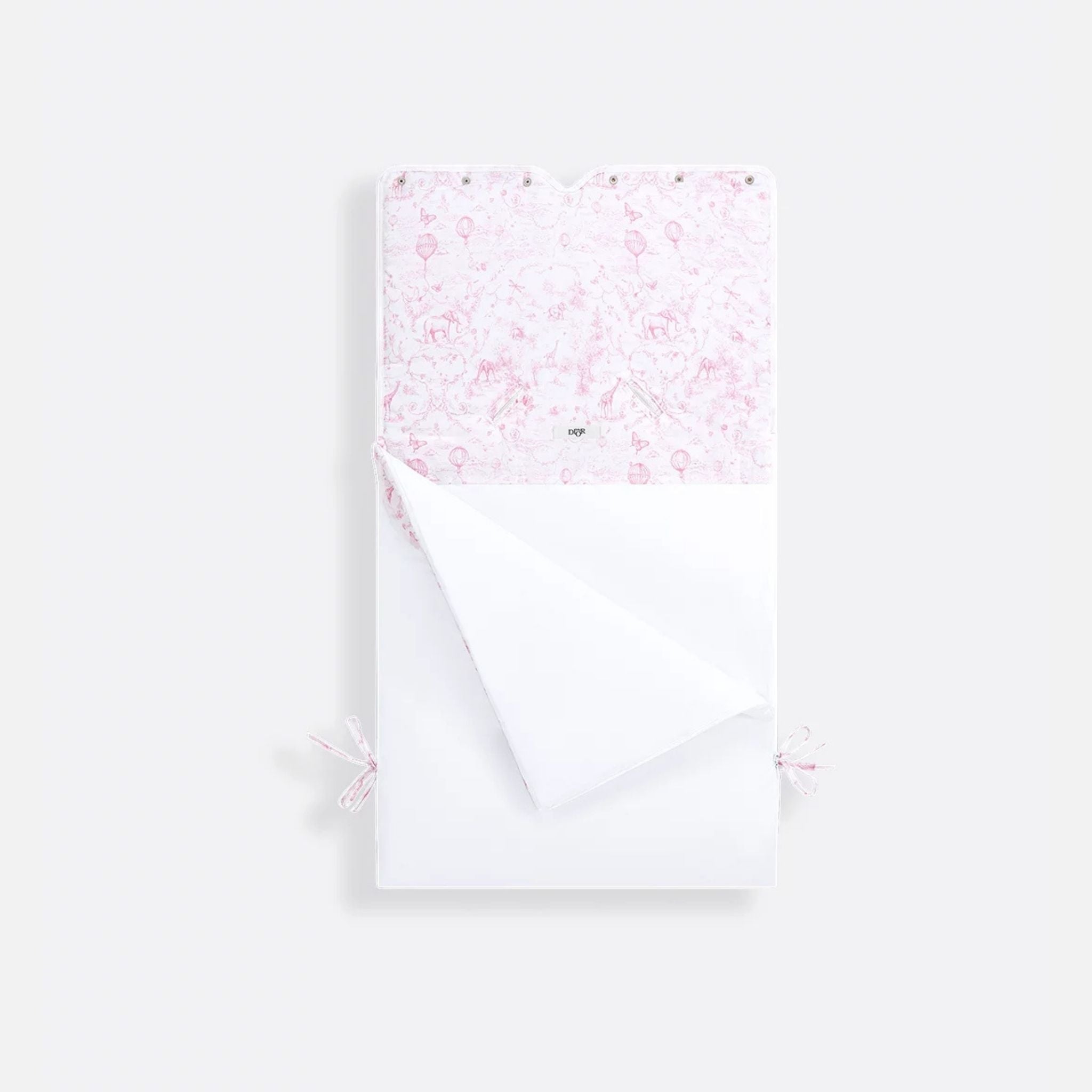 Dior Newborn Sleeping Bag White Cotton Voile, Pale Pink, Open