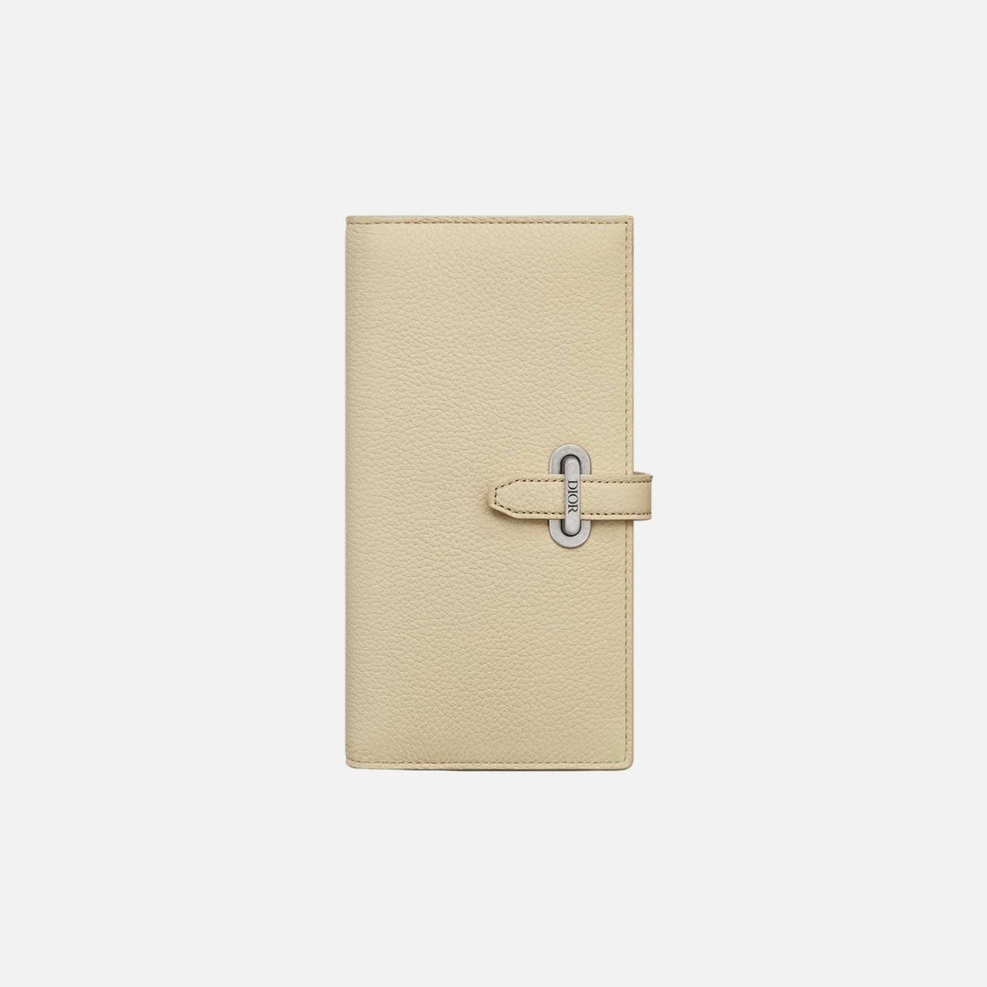 Dior Normandie Vertical Bifold Wallet In Icons Calfskin, Beige, Front