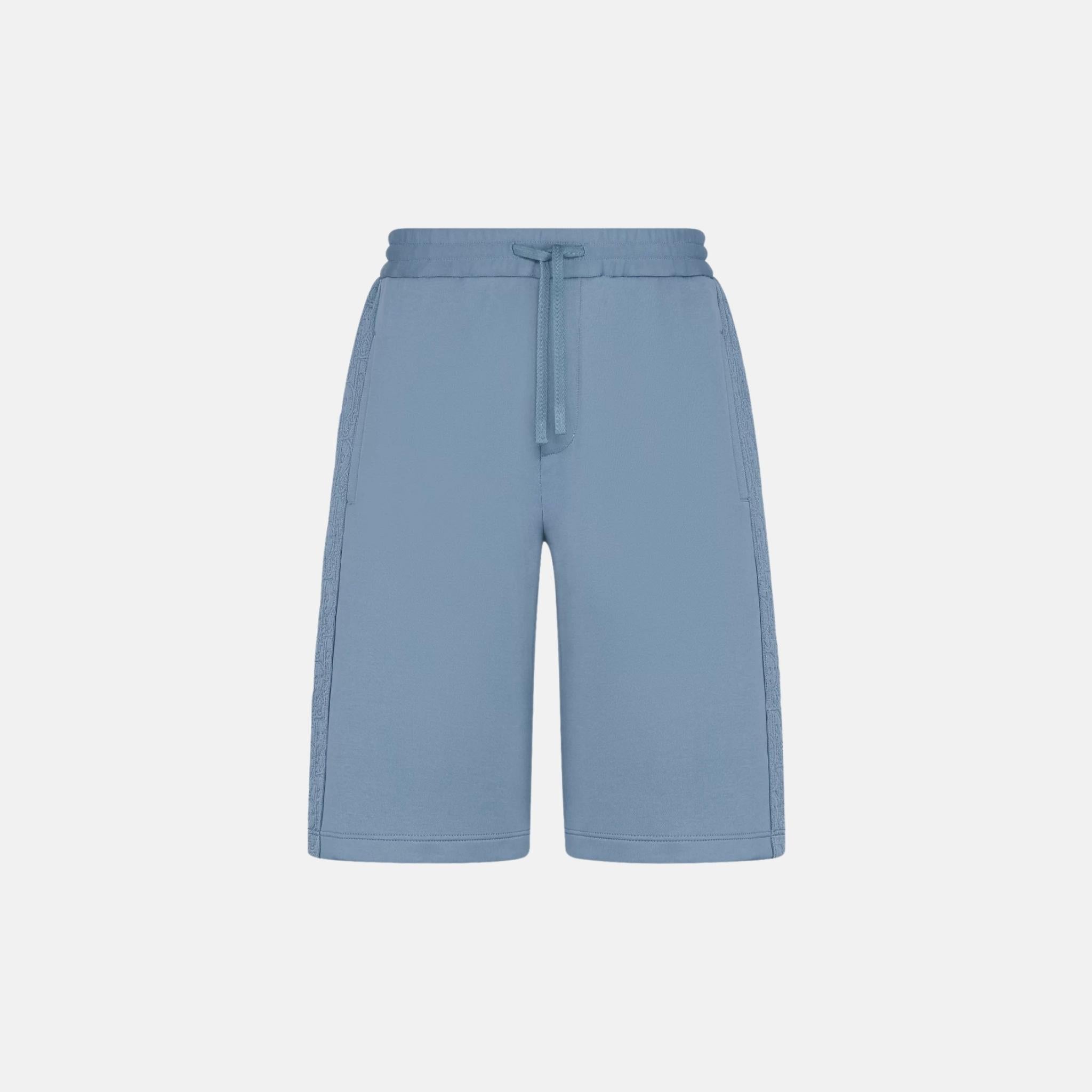 Dior Oblique Bermuda Shorts In Cotton Blend Jersey, Navy Blue, Front