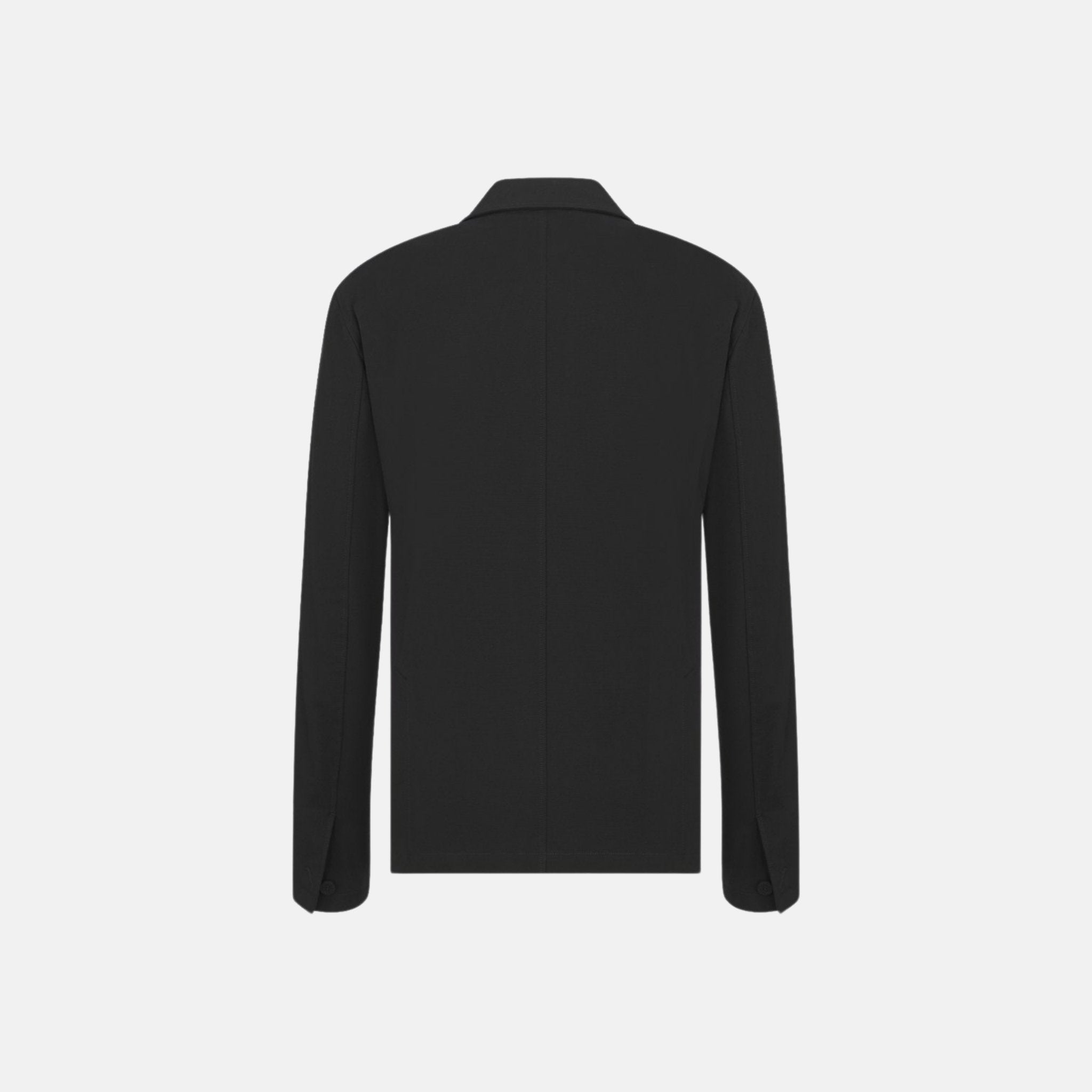 Dior Oblique Jacket With Buttoned Strap And Embroidery In Cotton Blend, Black, Back