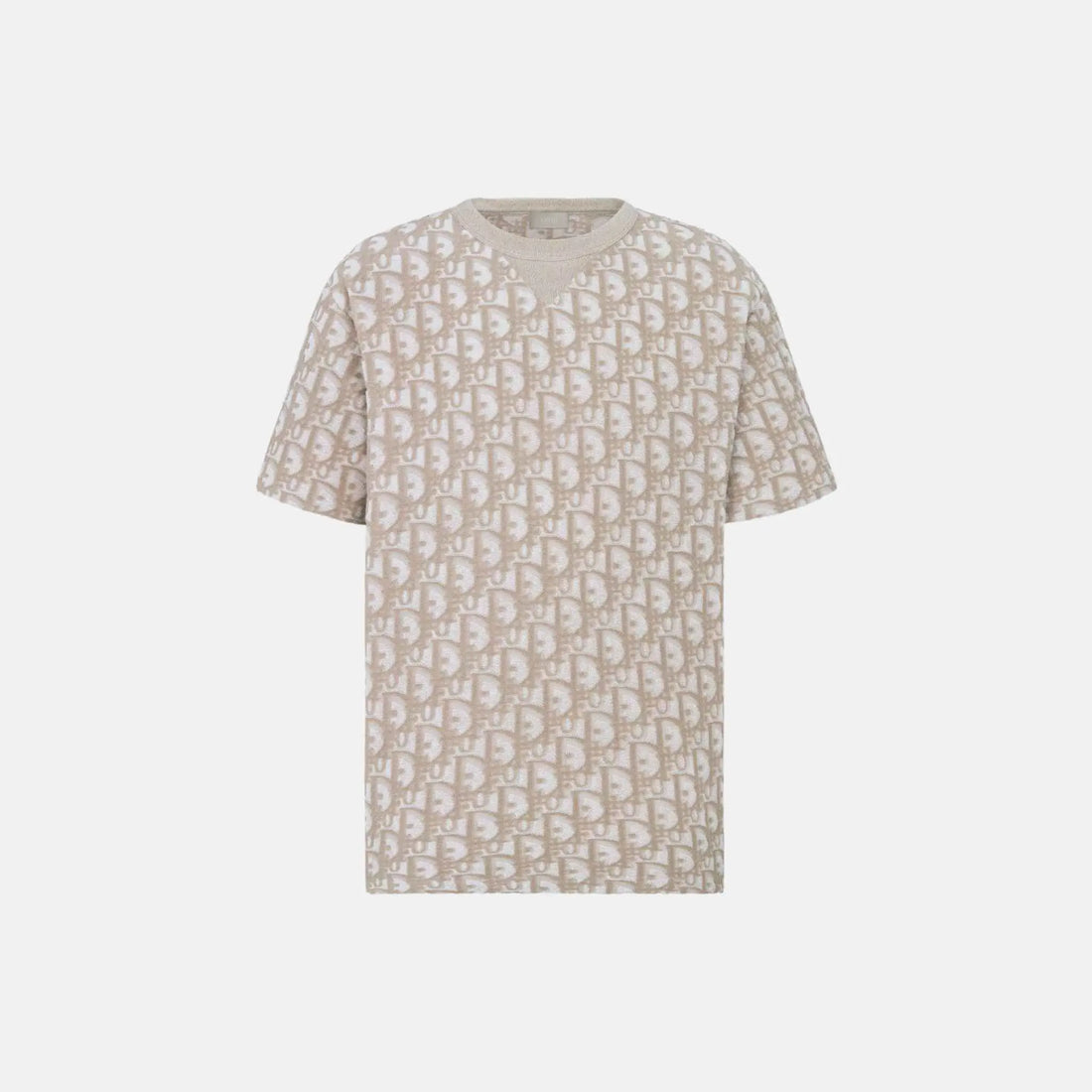 Dior Oblique T Shirt Relaxed Fit In Terry Cotton Jersey, Beige, Front