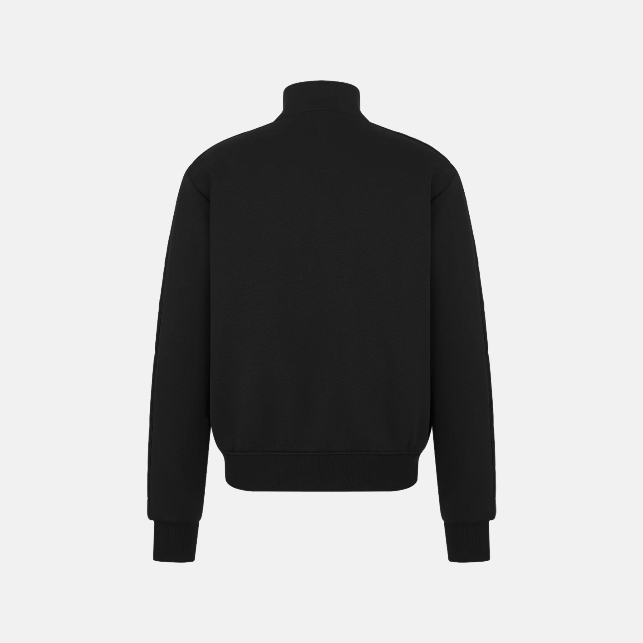 Dior Hooded Track Jacket In Cotton And Cashmere Knit, Black, Back