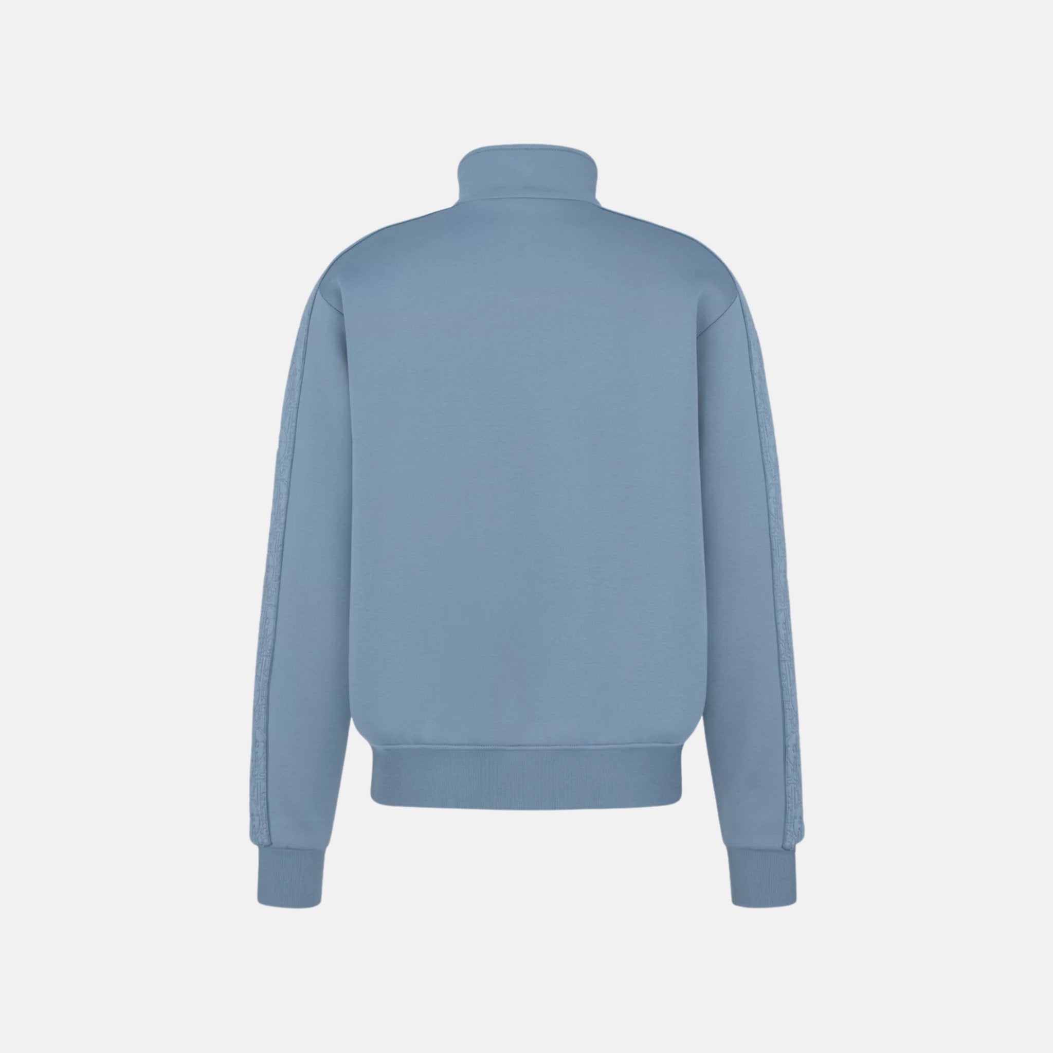 Dior Hooded Track Jacket In Cotton And Cashmere Knit, Sky Blue, Back