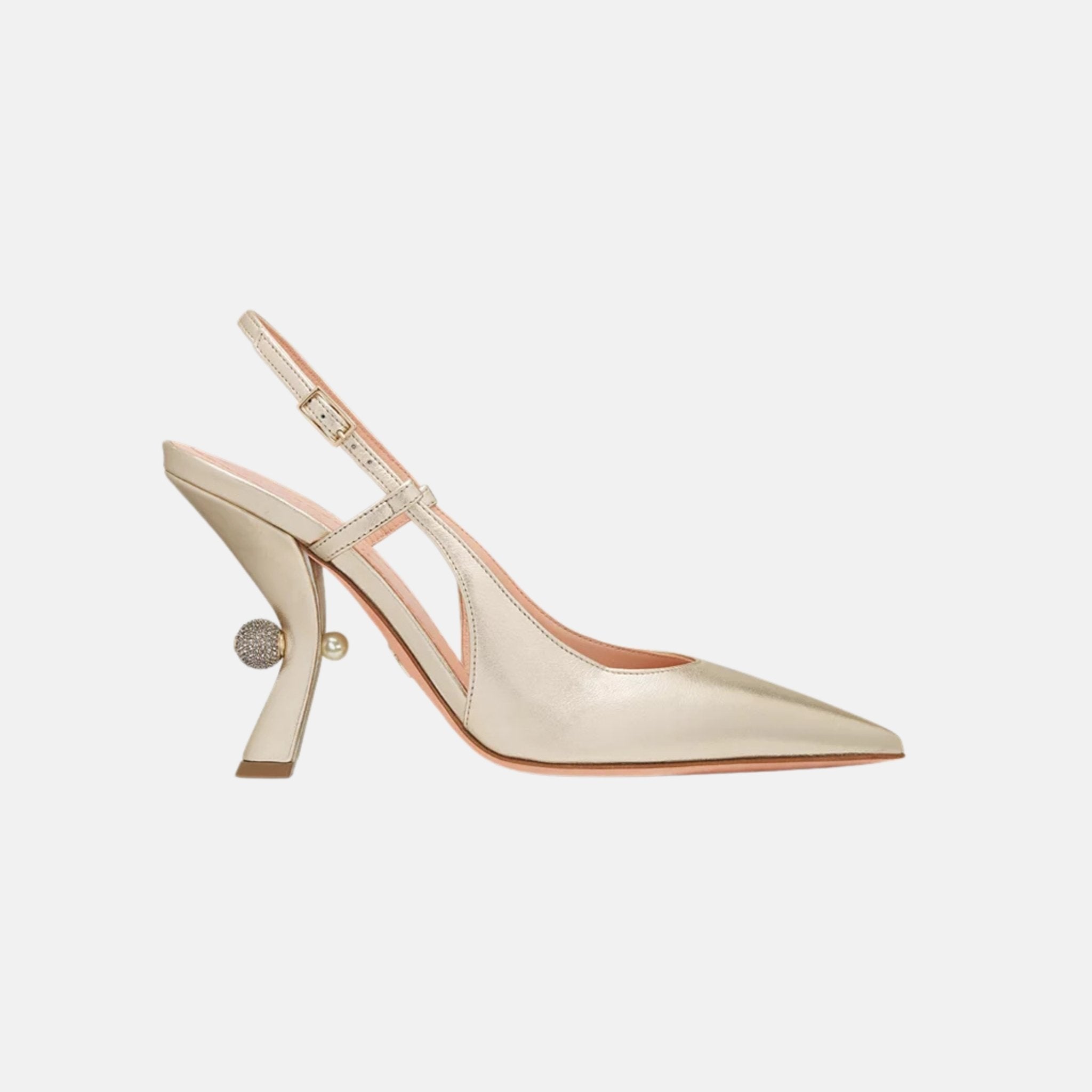 Dior Or Dior Tribales Slingback Pump In Laminated Lambskin, Gold, Side