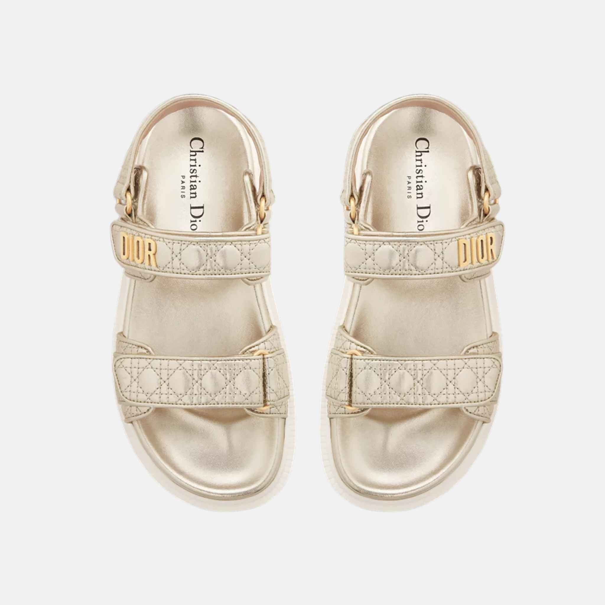 Dior Or Dioract Sandal In Quilted Laminated Sheepskin, Top