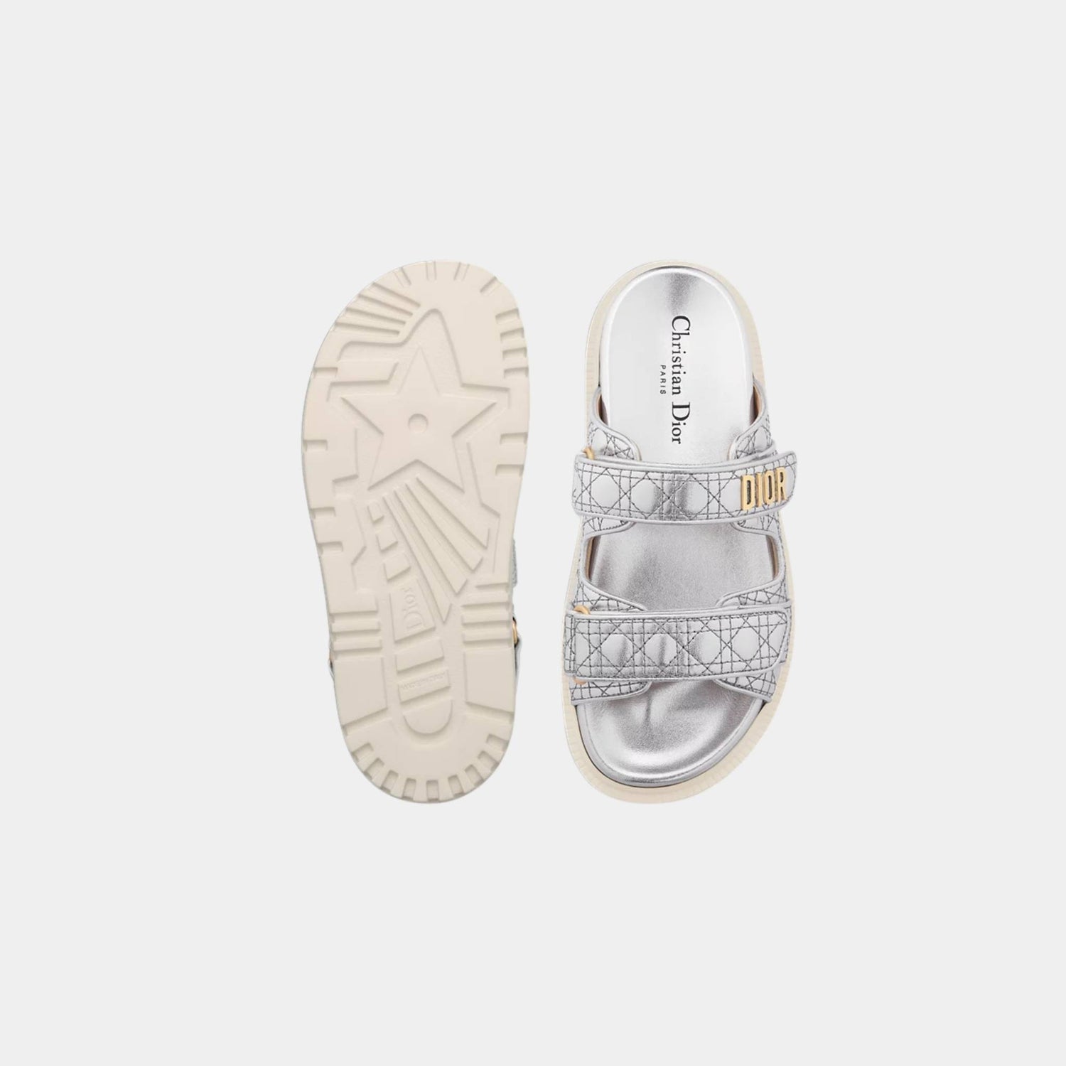 Dior Or Dioract Slide Laminated Sheepskin with Quilted Cannage Motif, Sole