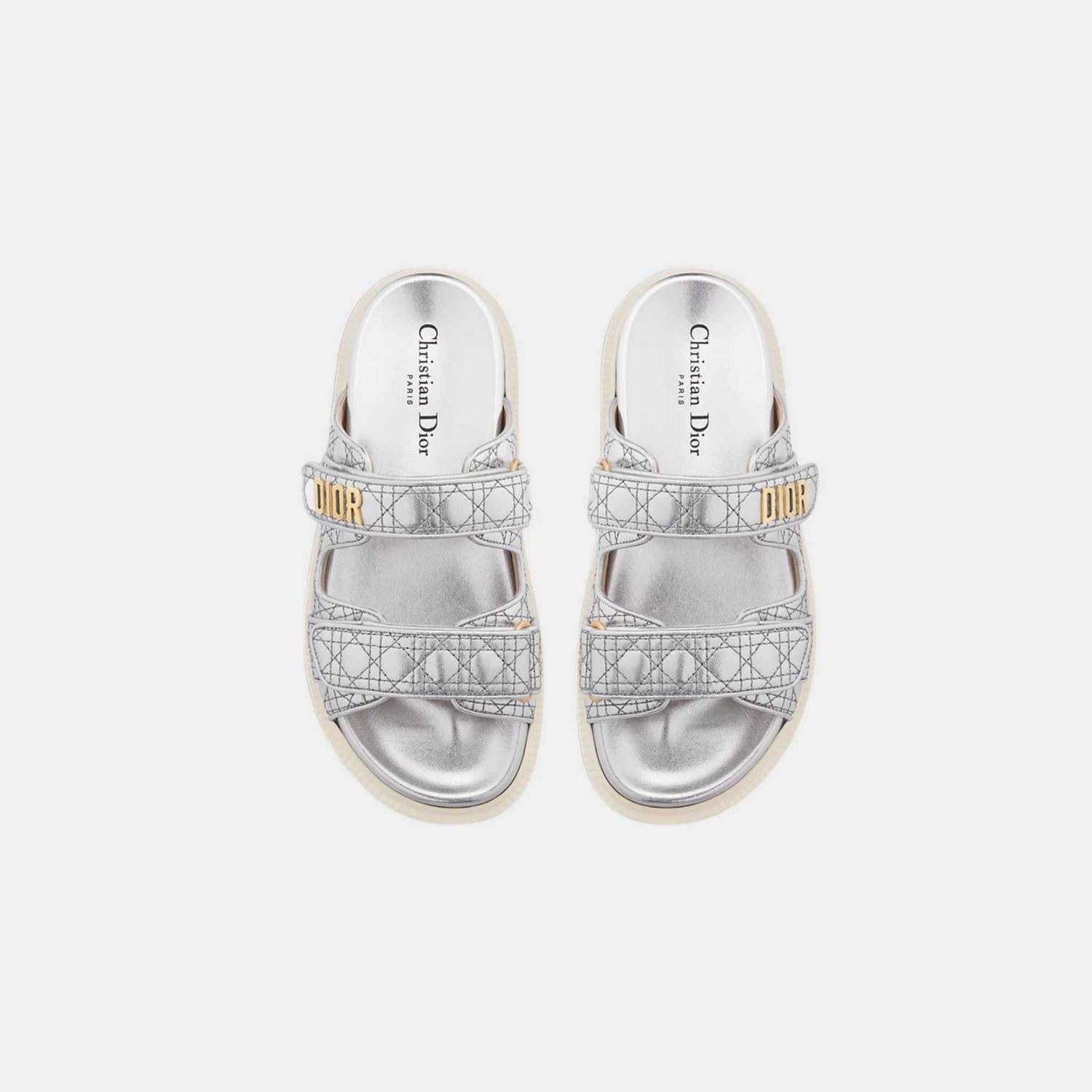 Dior Or Dioract Slide Laminated Sheepskin with Quilted Cannage Motif, Top