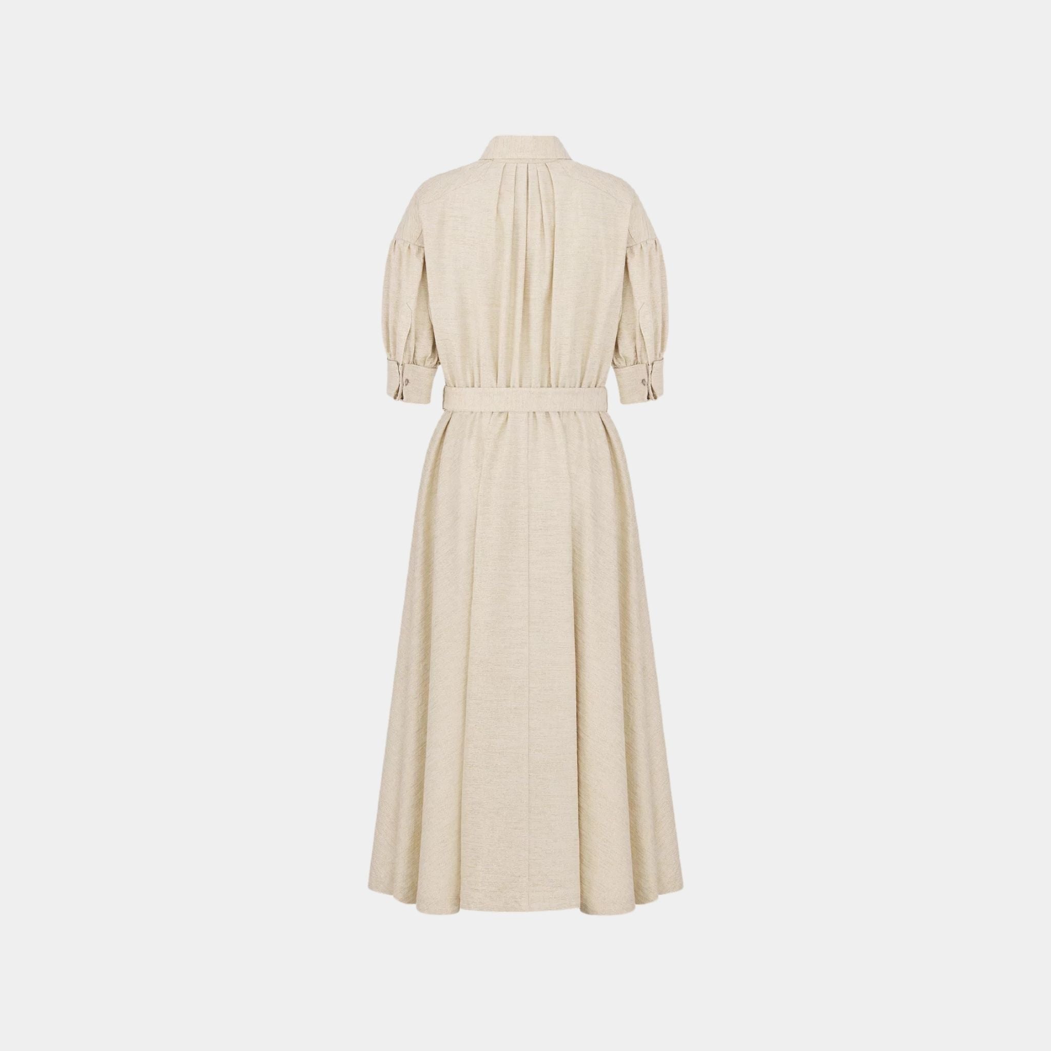 Dior Or Mid-Length Flared Dress Gold-Tone Cotton Denim, Back