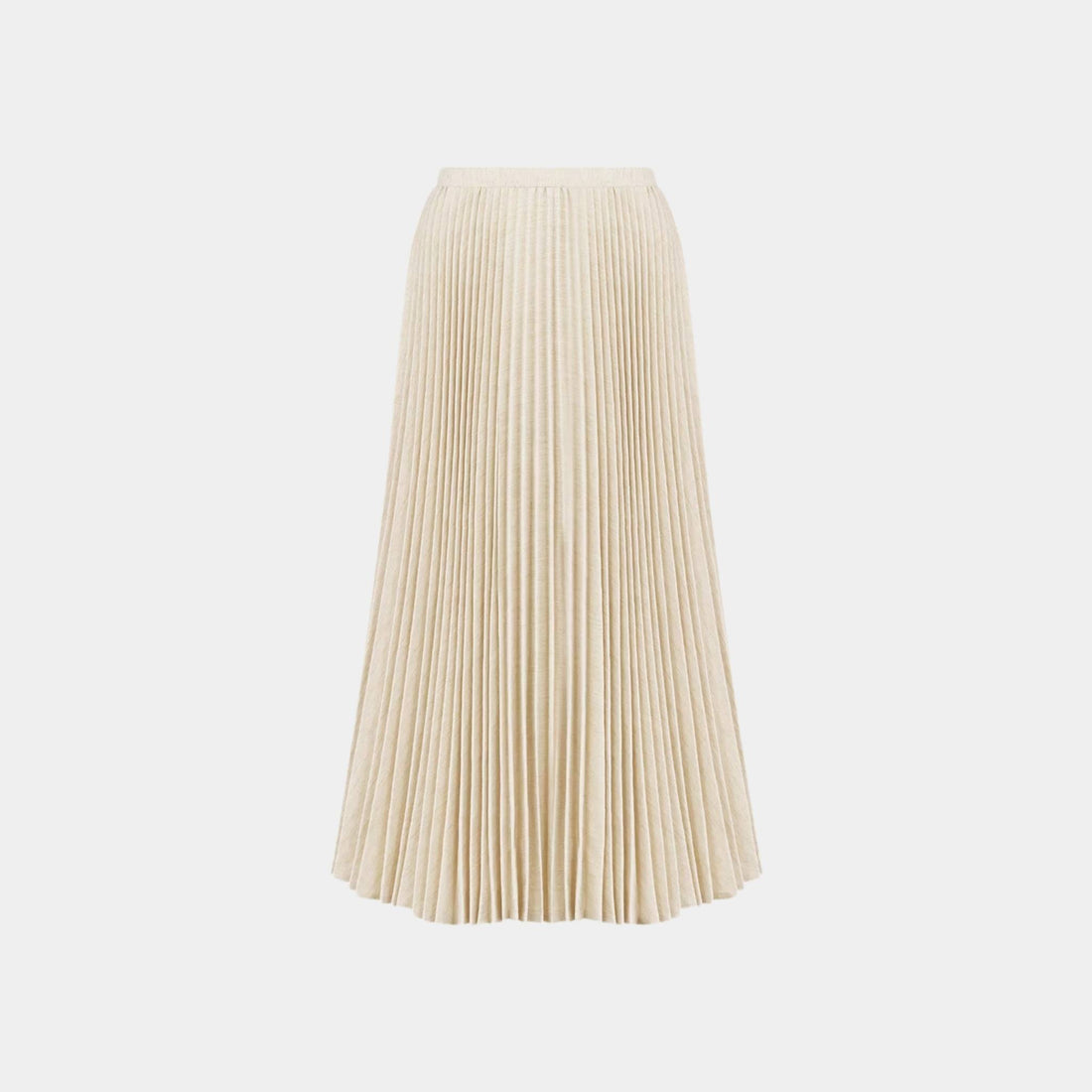 dior-or-mid-length-pleated-skirt-gold-tone-cotton-blend-denim, Front
