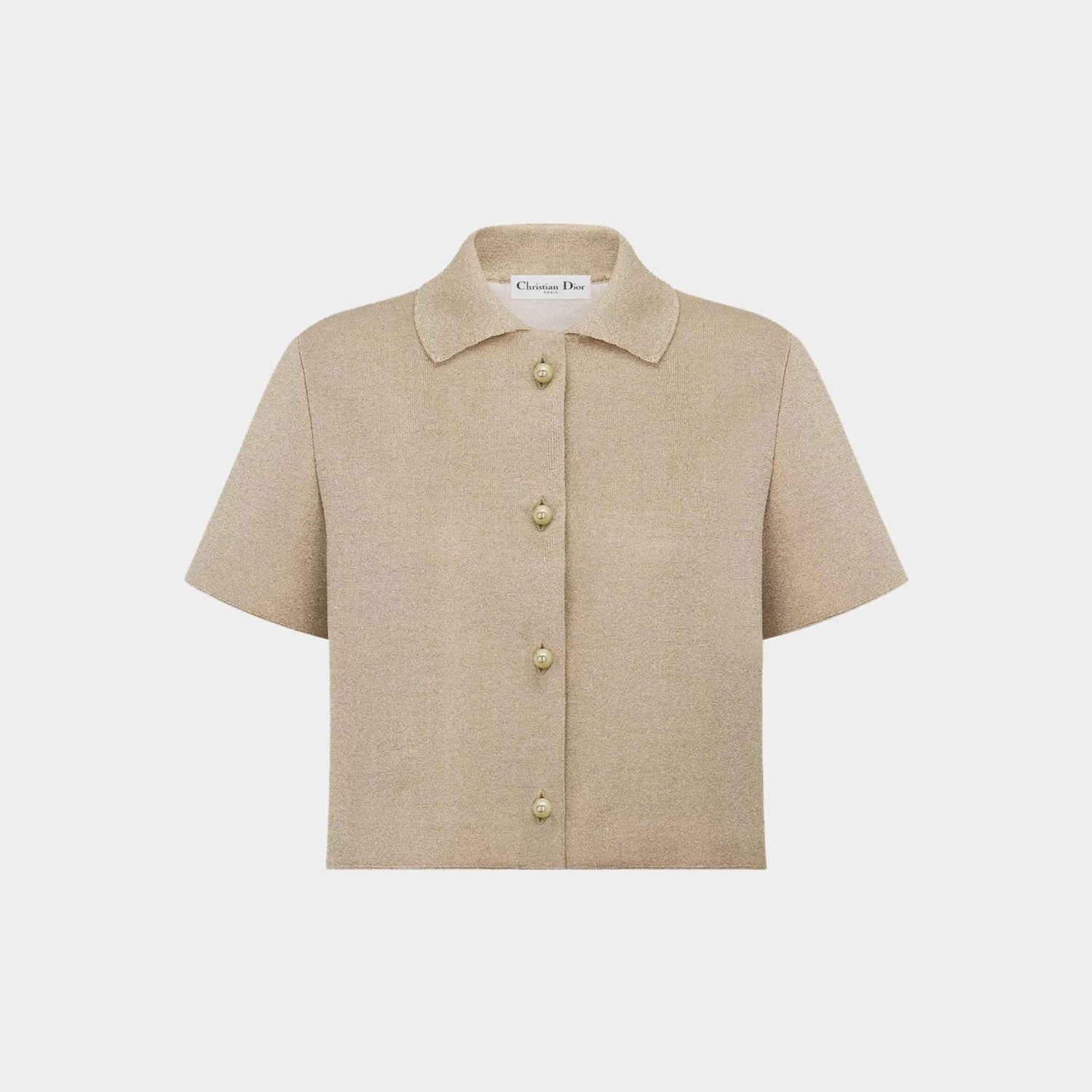 Dior Or Short-Sleeved Jacket Gold-Tone Technical Knit, Front