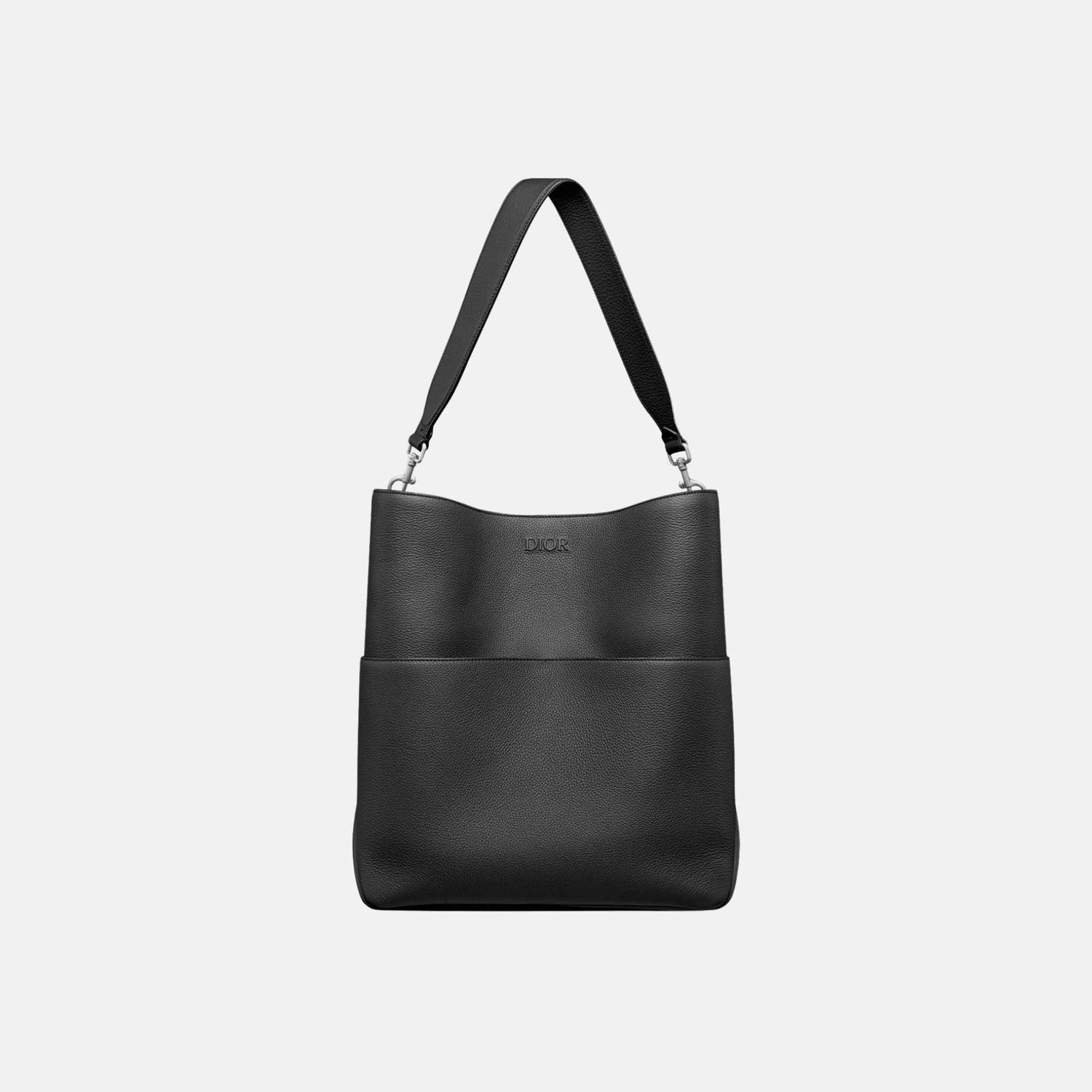 Dior Prive Vertical Hobo Bag In Icons Calfskin, Black, Front