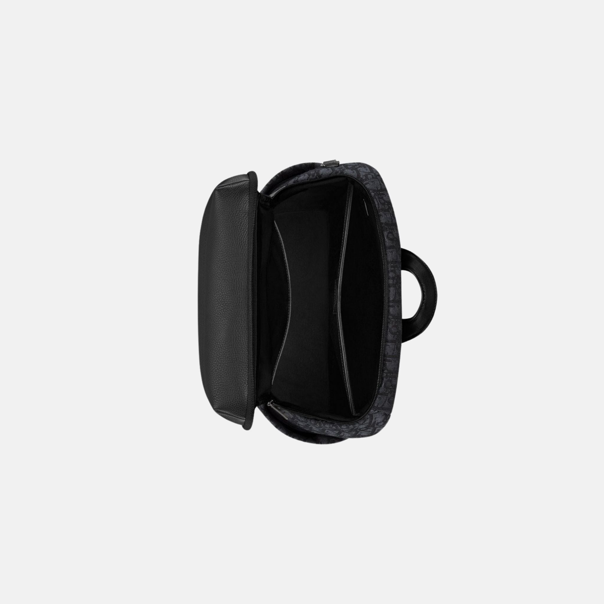 Dior Rider Soft Zipped Backpack In Oblique Jacquard And Grained Calfskin, Black, Inside