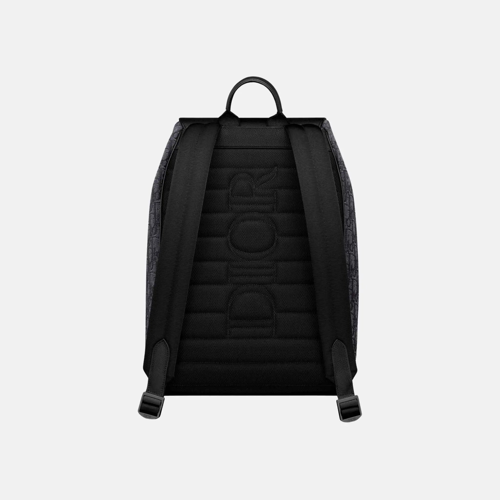 Dior Saddle Flap Backpack in Oblique and Grained Calfskin, Black, Back