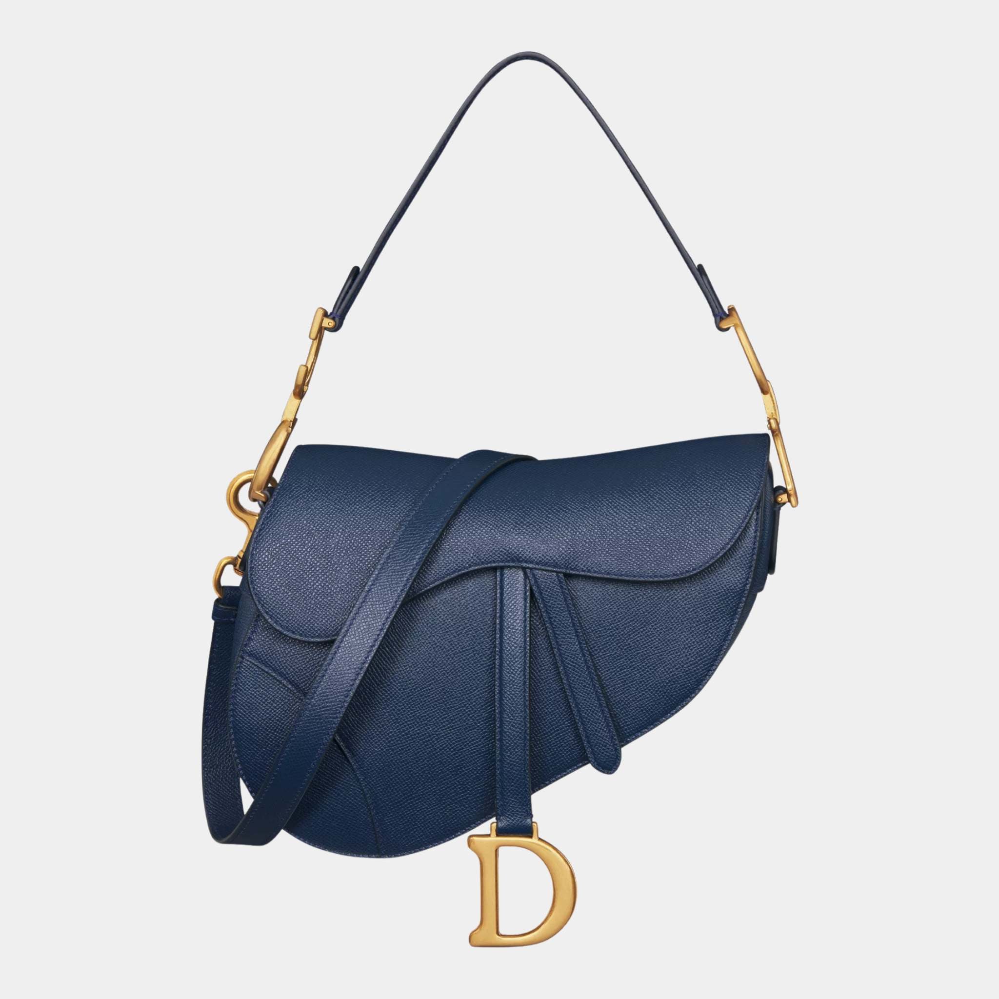 Dior Saddle Bag With Strap, Deep ocean blue,front