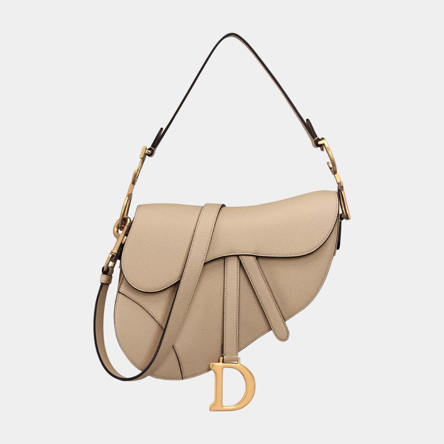 Dior Saddle Bag With Strap, Sand Colored, Front