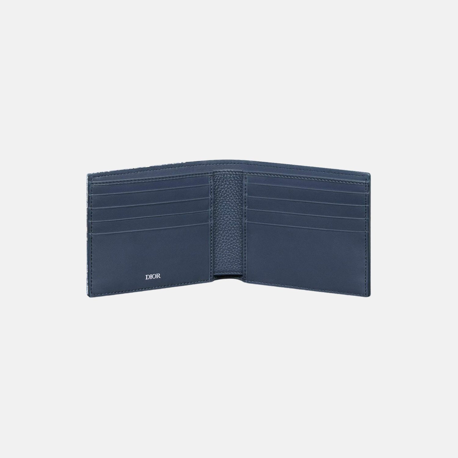 Dior Saddle Bifold Wallet In Grained Calfskin Marquetry Jacquard, Blue, Inside