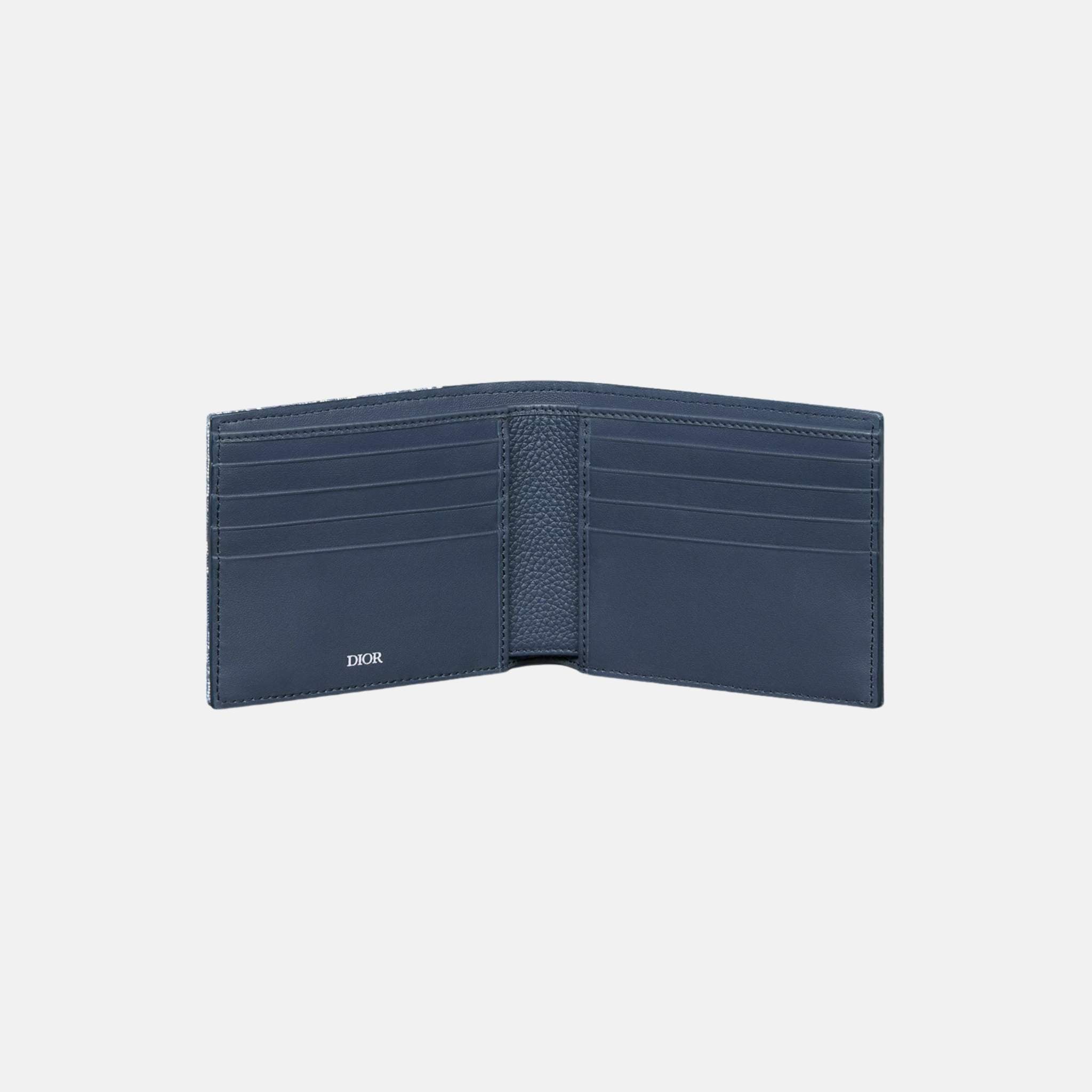 Dior Saddle Bifold Wallet In Grained Calfskin Marquetry Jacquard, Blue, Inside