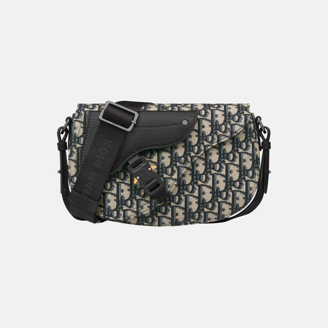 Dior Saddle Messenger Bag In Oblique Jacquard And Grained Calfskin, Beige, Front