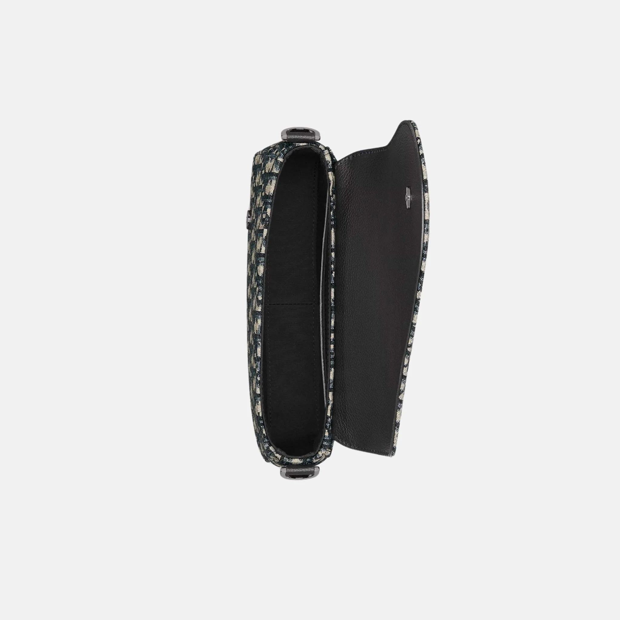 Dior Saddle Messenger Bag In Oblique Jacquard And Grained Calfskin, Beige, Inside