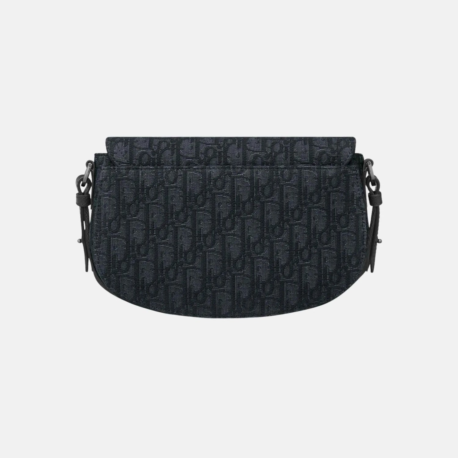 Dior Saddle Messenger Bag In Oblique Jacquard And Grained Calfskin, Black, Back