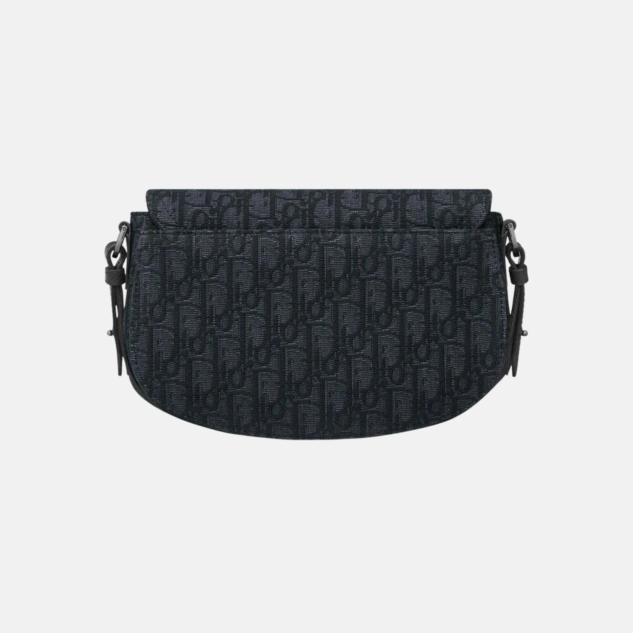 Dior Saddle Messenger Bag In Oblique Jacquard And Grained Calfskin, Black, Back