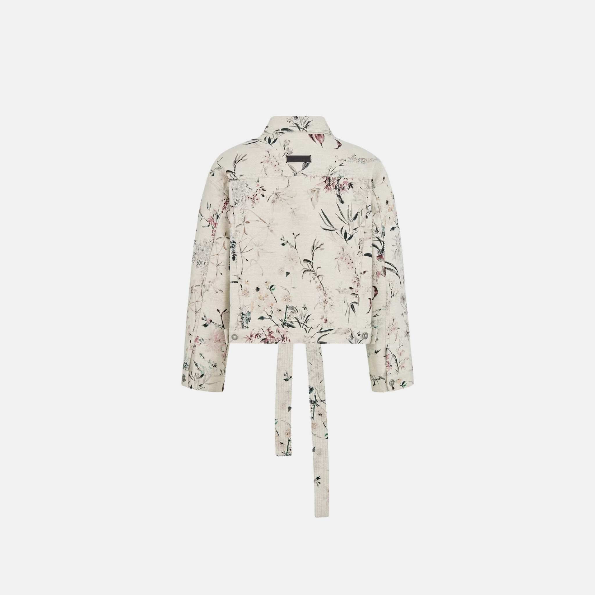 Dior Short Belted Jacket In Cotton Denim With Millefiori Motif, Back