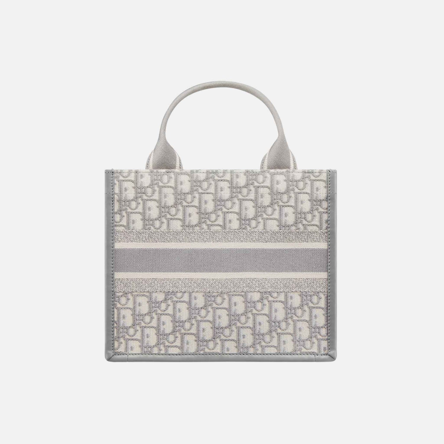 Dior Small Book Tote Dior Oblique Embroidery And Calfskin, Grey, Back