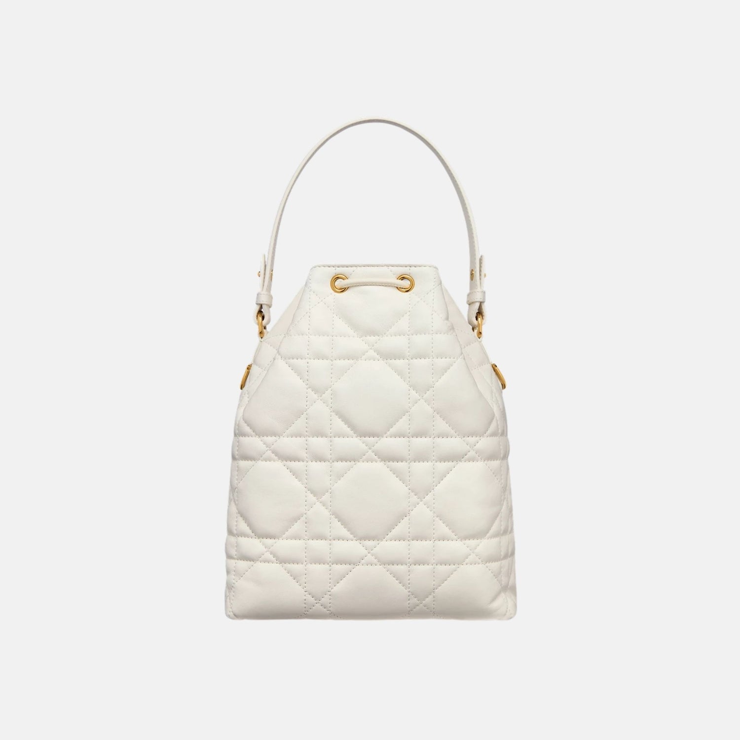 Dior Small Caro Bucket Bag In Macrocannage Lambskin, Latte, Back