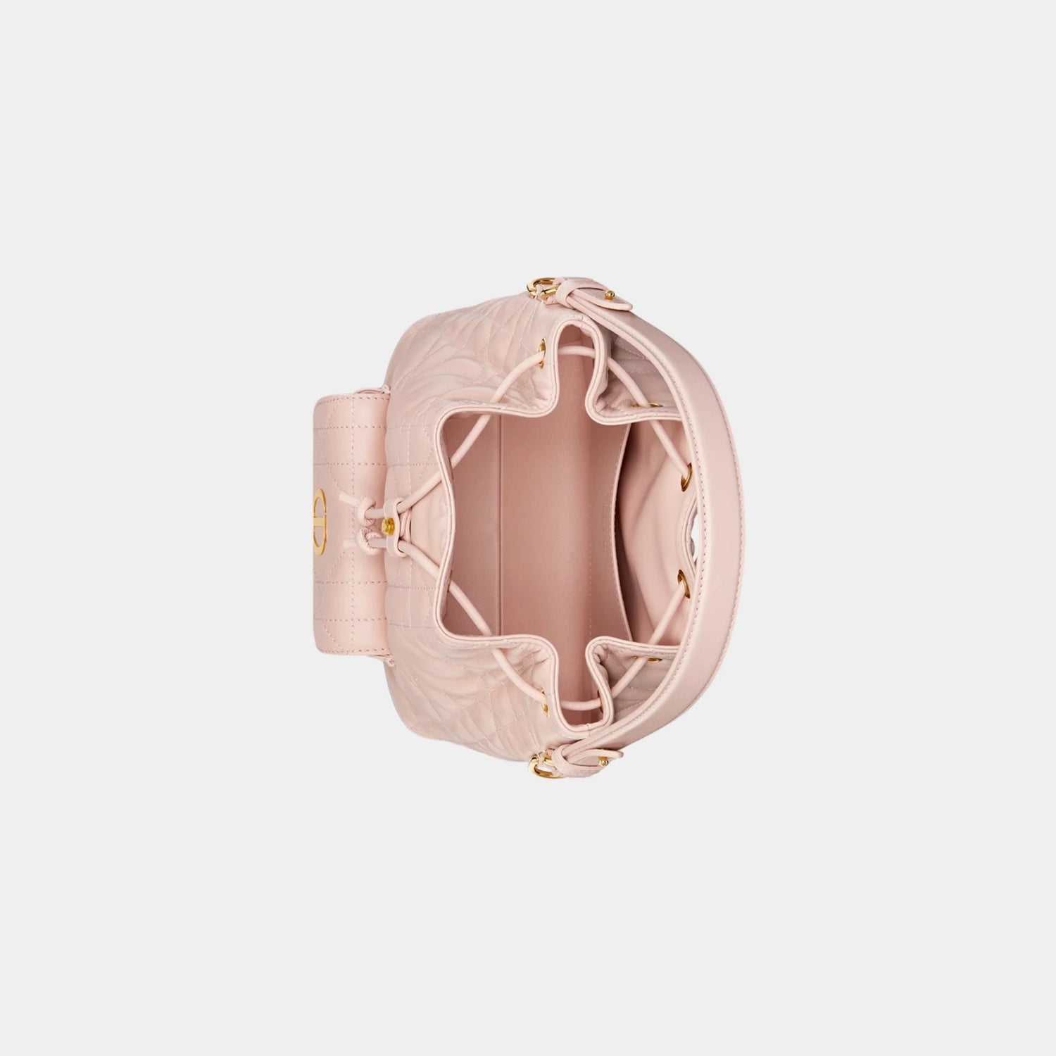Dior Small Caro Bucket Bag In Macrocannage Lambskin, Pink, Top