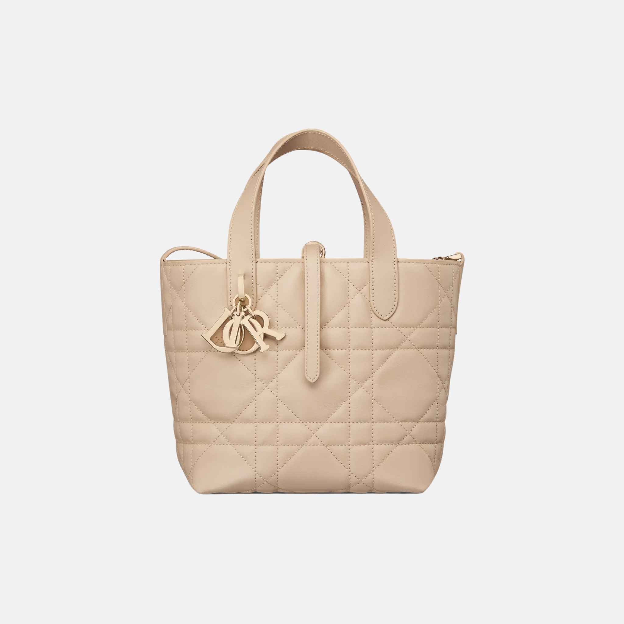 Dior Small Toujours Vertical Tote Bag, Front, Powder Beige