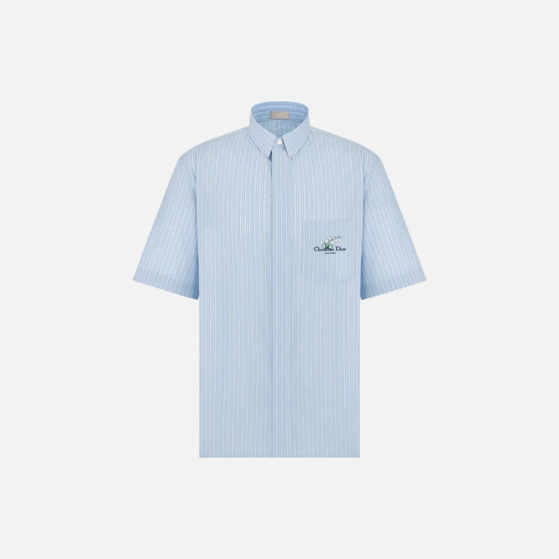 Dior Striped Short Sleeved Shirt With Lily Of The Valley Embroidery,  Front