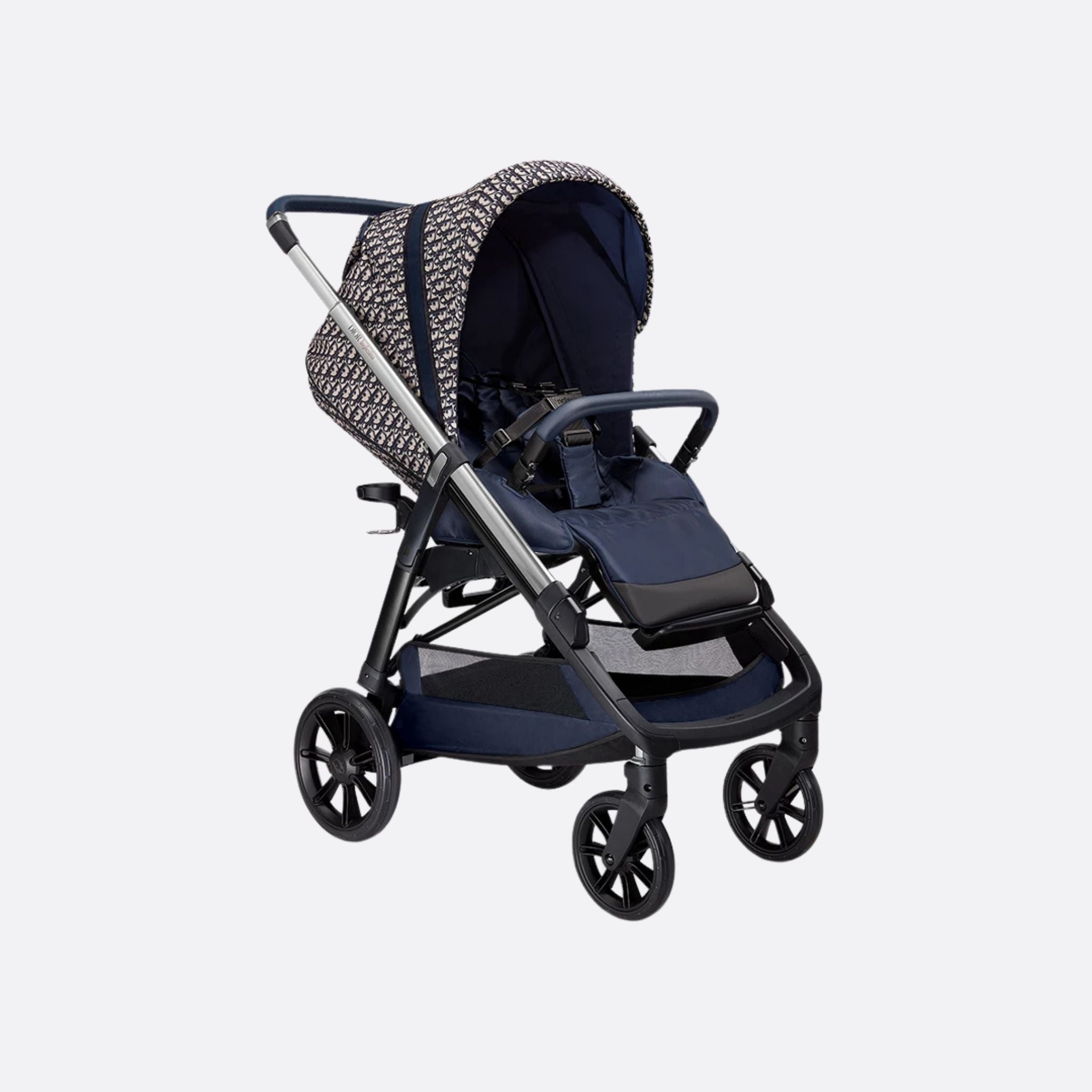 Dior Newborn Stroller Blue and Beige Dior Oblique Technical Canvas, FrontView