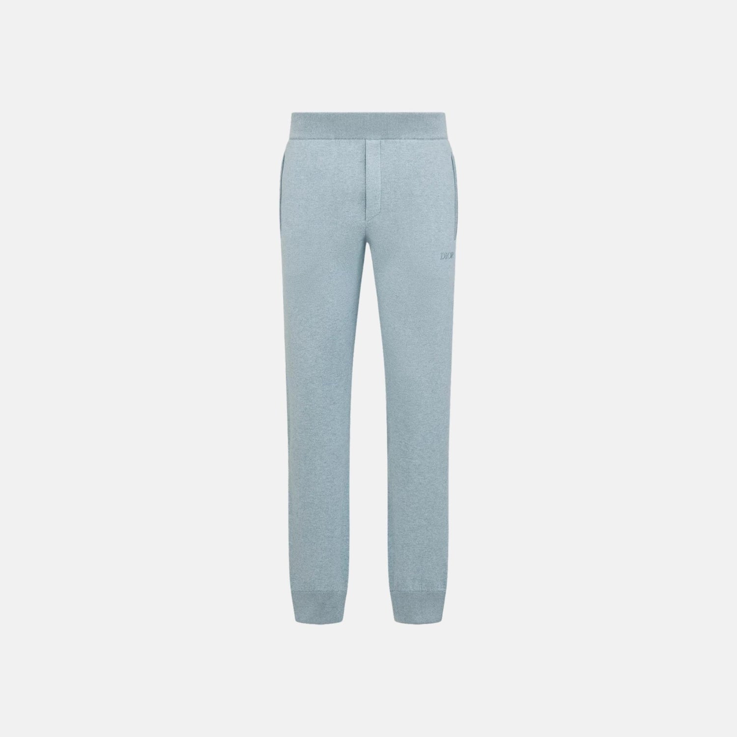 Dior Track Pants In Cotton And Cashmere Knit, Blue, Front