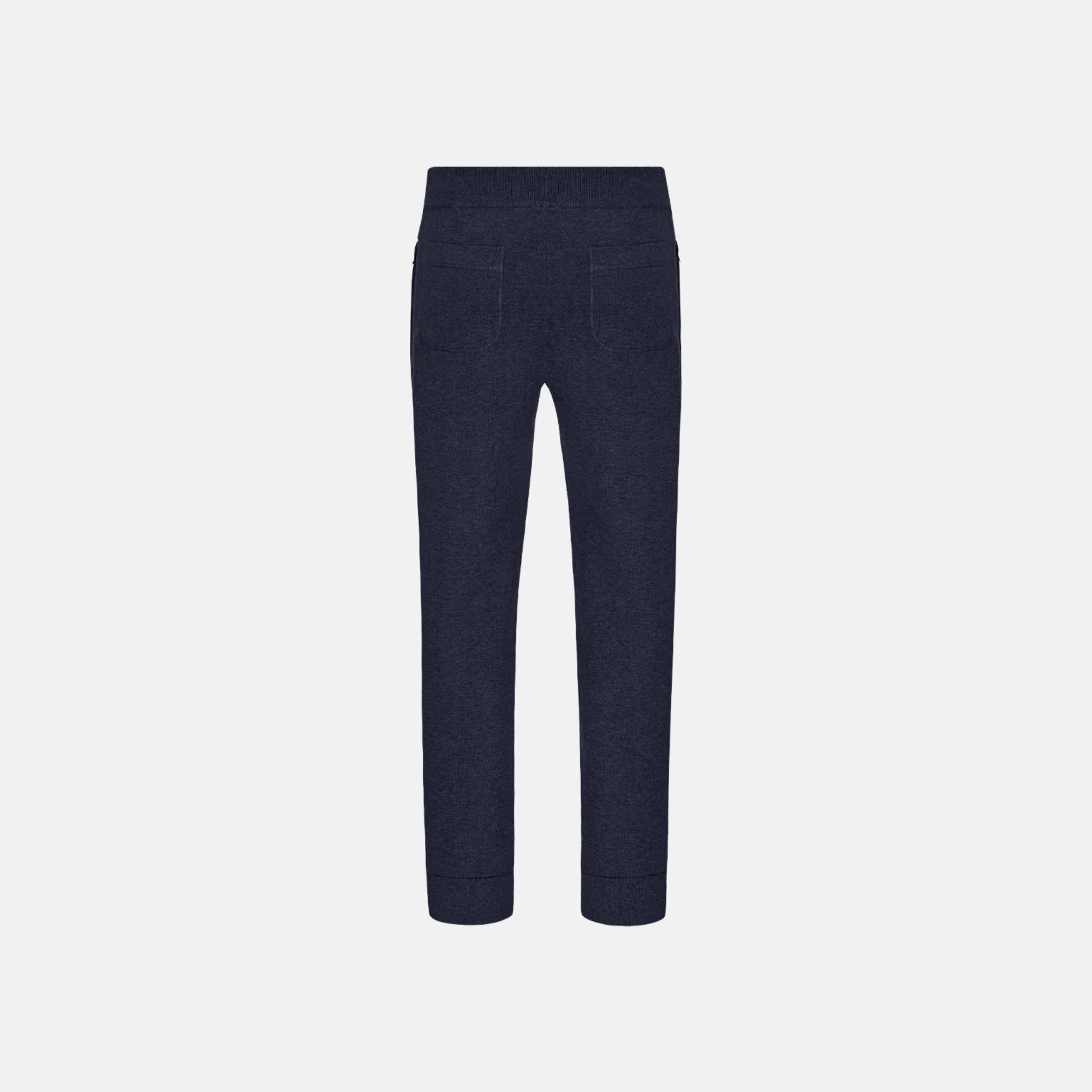 Dior Track Pants In Cotton And Cashmere Knit, Navy Blue, Back