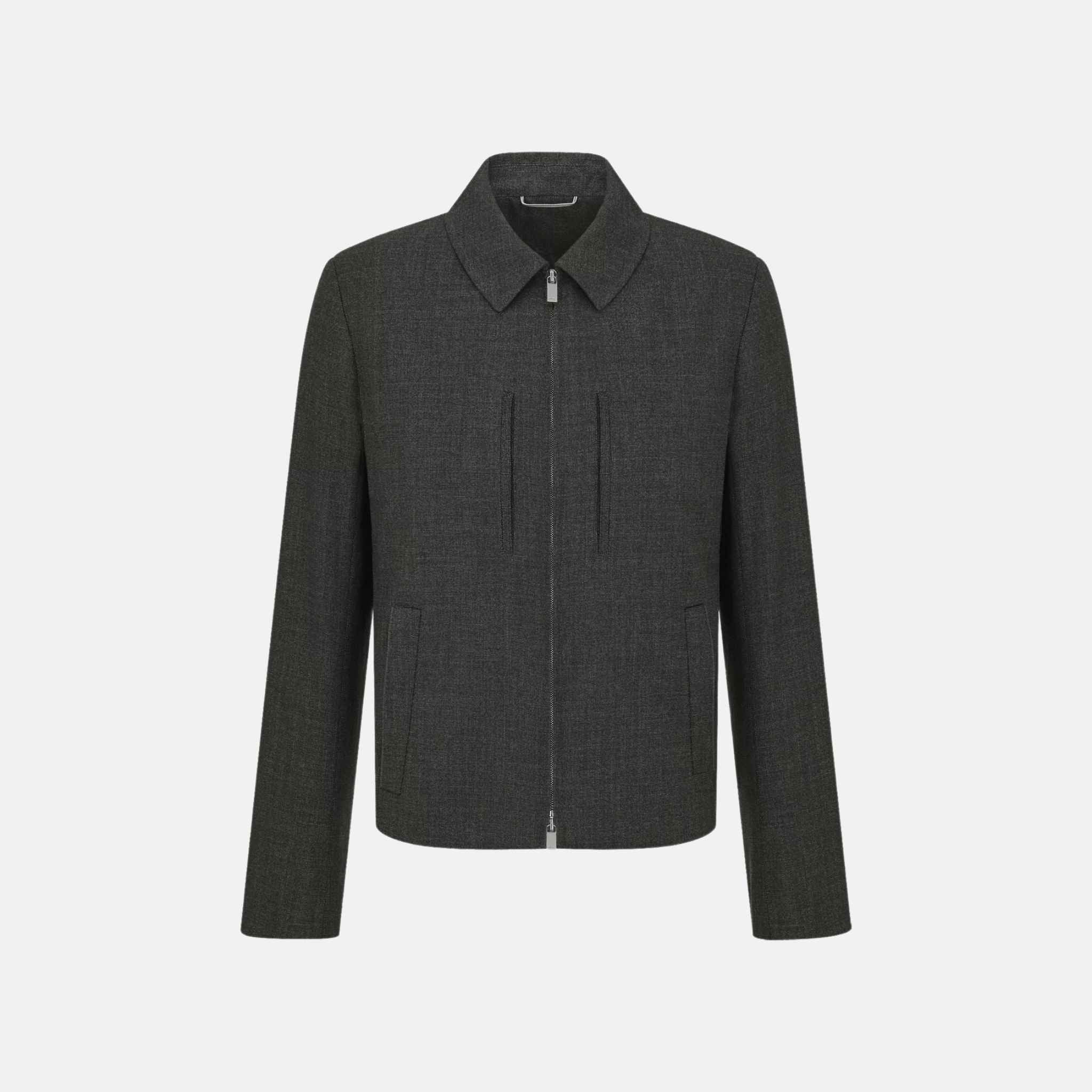 Dior Zipped Jacket In Virgin Wool Basketweave, Front
