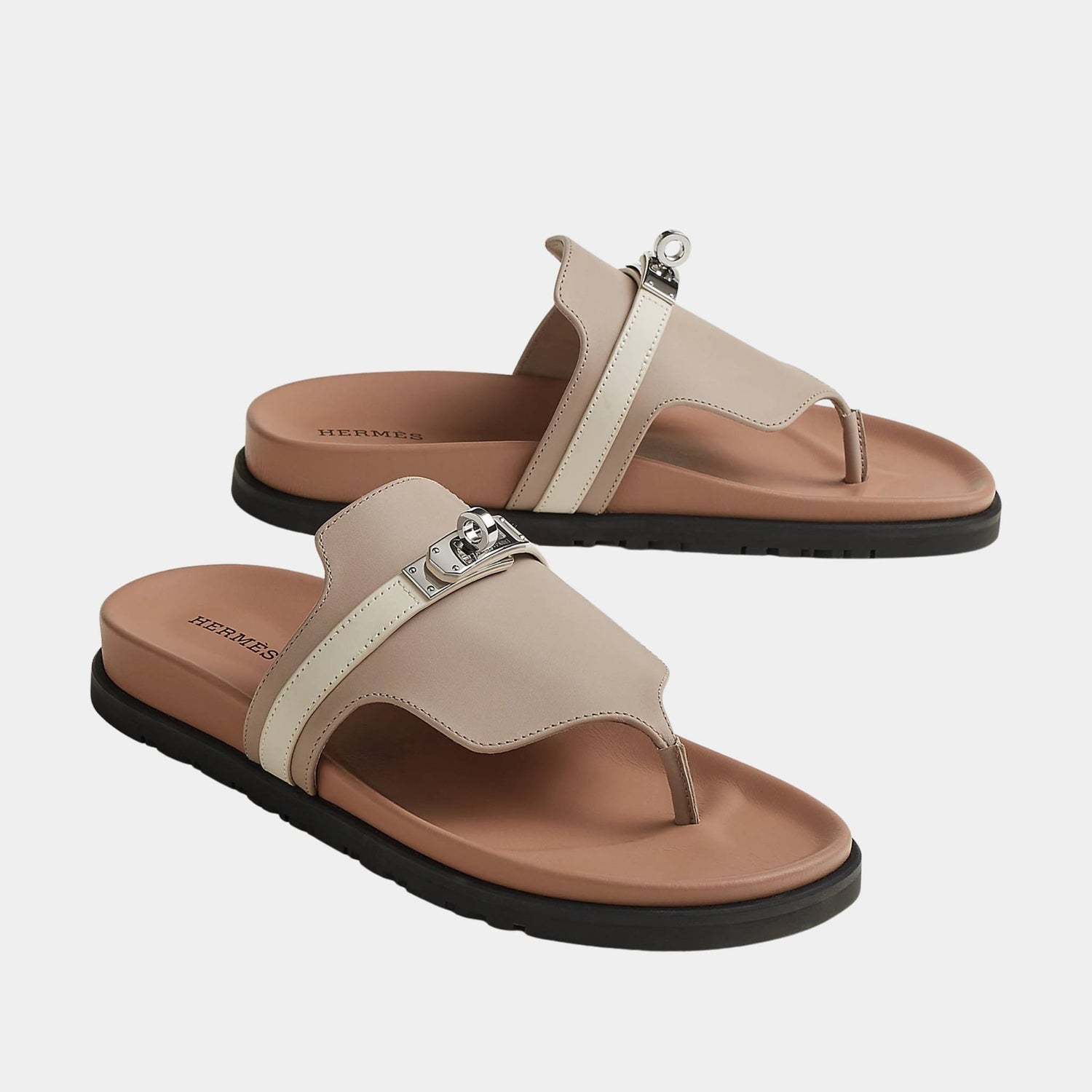 Hermes Empire Sandal in Two Tone Calfskin, Front
