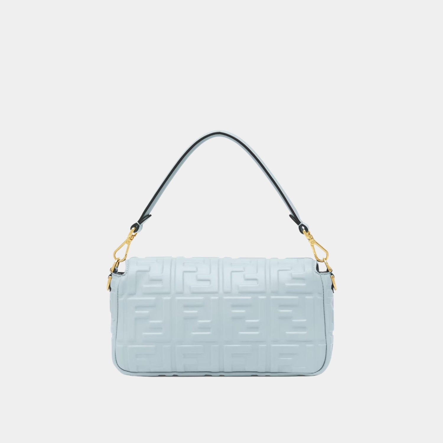 Fendi Baguette Bag In Leather, Light Blue, Back